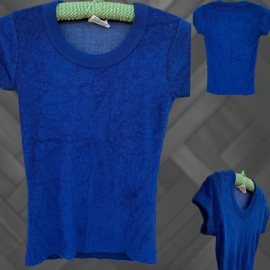 CLOT VINTAGE WPL 8134 T-Shirt Shirt Women size M Blue Terry Cloth 60s 70s Mod Hippie Beach 1960s 1970s Multiharvest Size M / US 6-8 / IT 42-44 - 1 Thumbnail