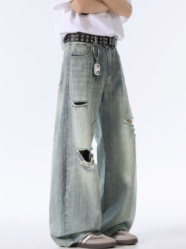 Vintage American-style high-street men's wide-leg ripped baggy jeans Size US 32 / EU 48 - 1 Thumbnail