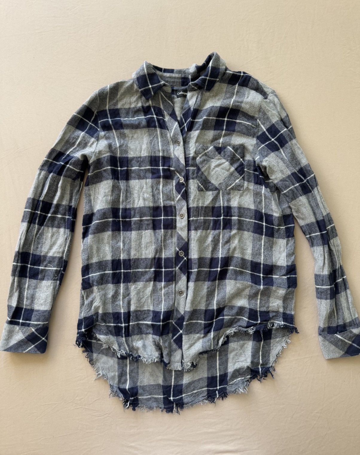 Other Catherine Malandrino Fringed Plaid Flannel Shirt Size S / US 4 / IT 40 - 2 Thumbnail