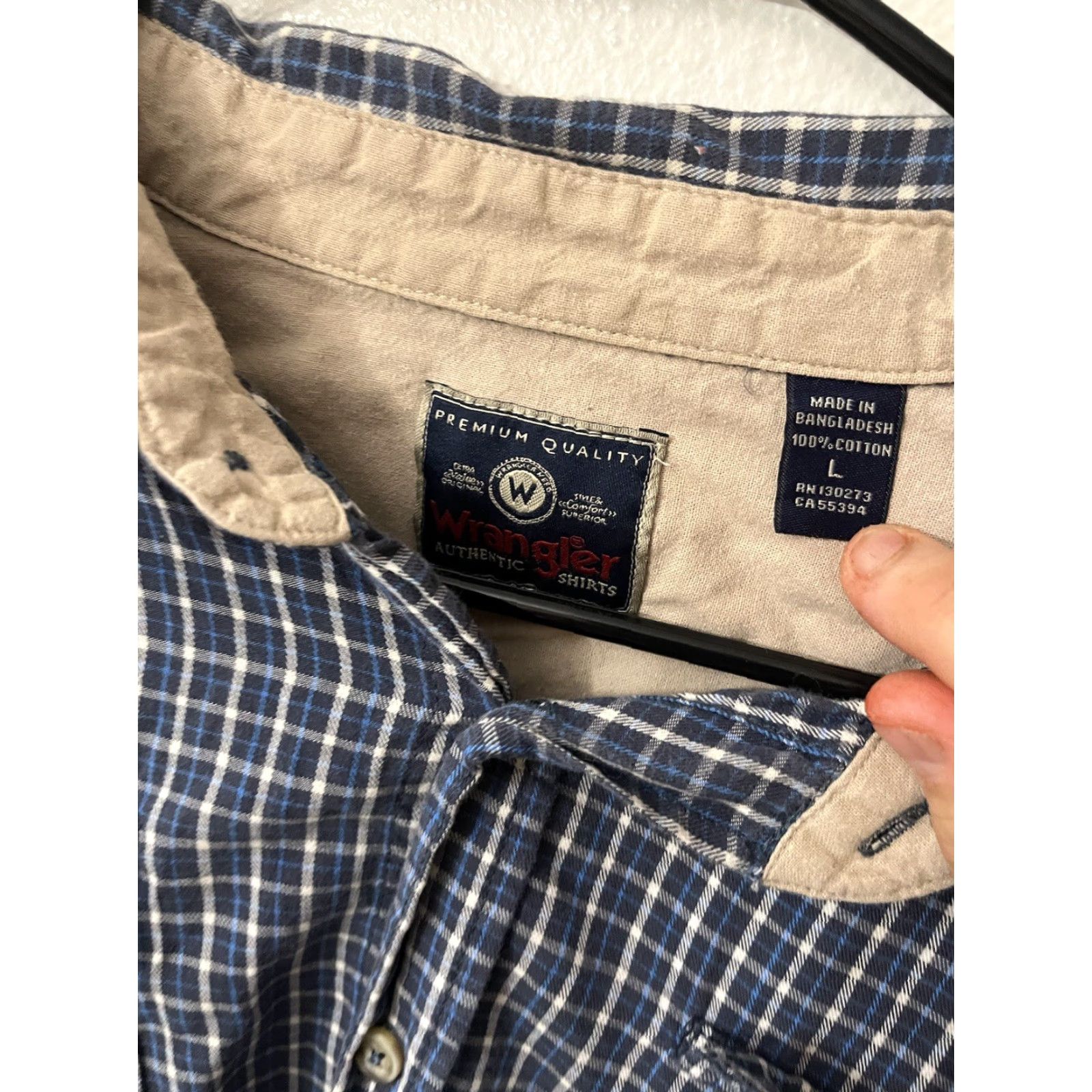 Wrangler Wrangler Premium Quality Button up Shirt Size Large Blue Plaid Size US L / EU 52-54 / 3 - 3 Thumbnail