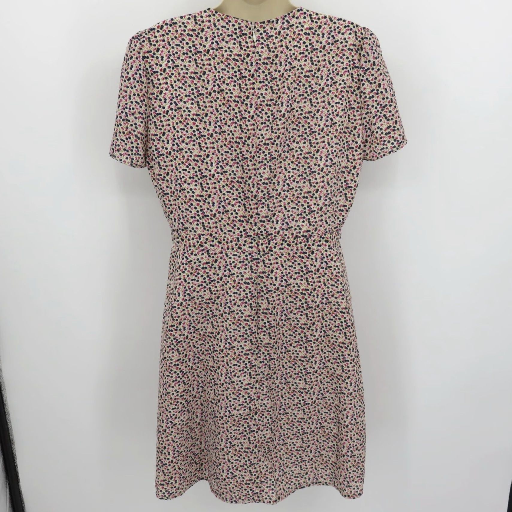 Vintage J Crew Women 10 Pink Blue Flower Floral V Neck Short Sleeve Sundress Dress Chic Size 32" / US 10 / IT 46 - 6 Thumbnail