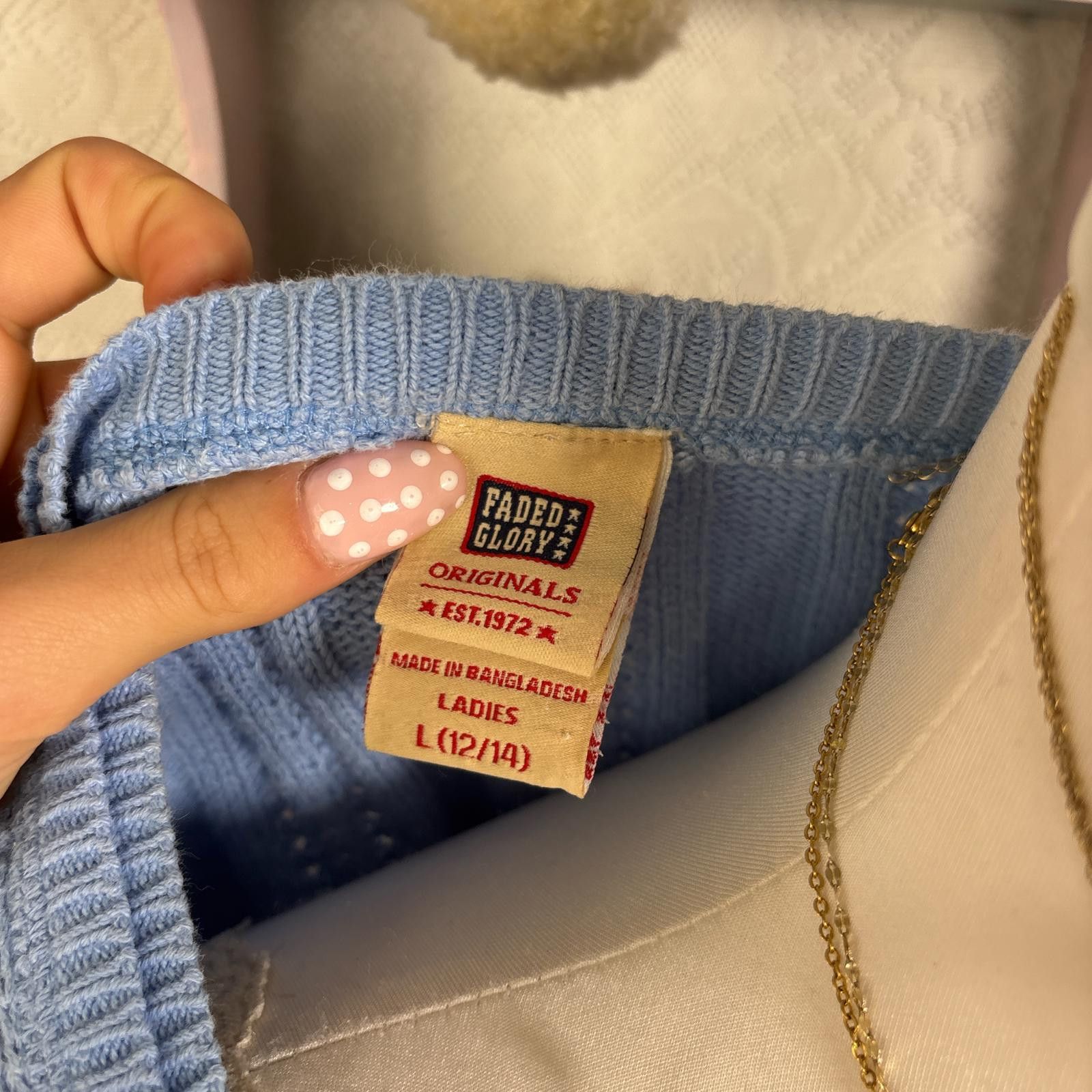 Faded Glory vintage blue cable knit rory gilmore sweater Size L / US 10 / IT 46 - 5 Thumbnail