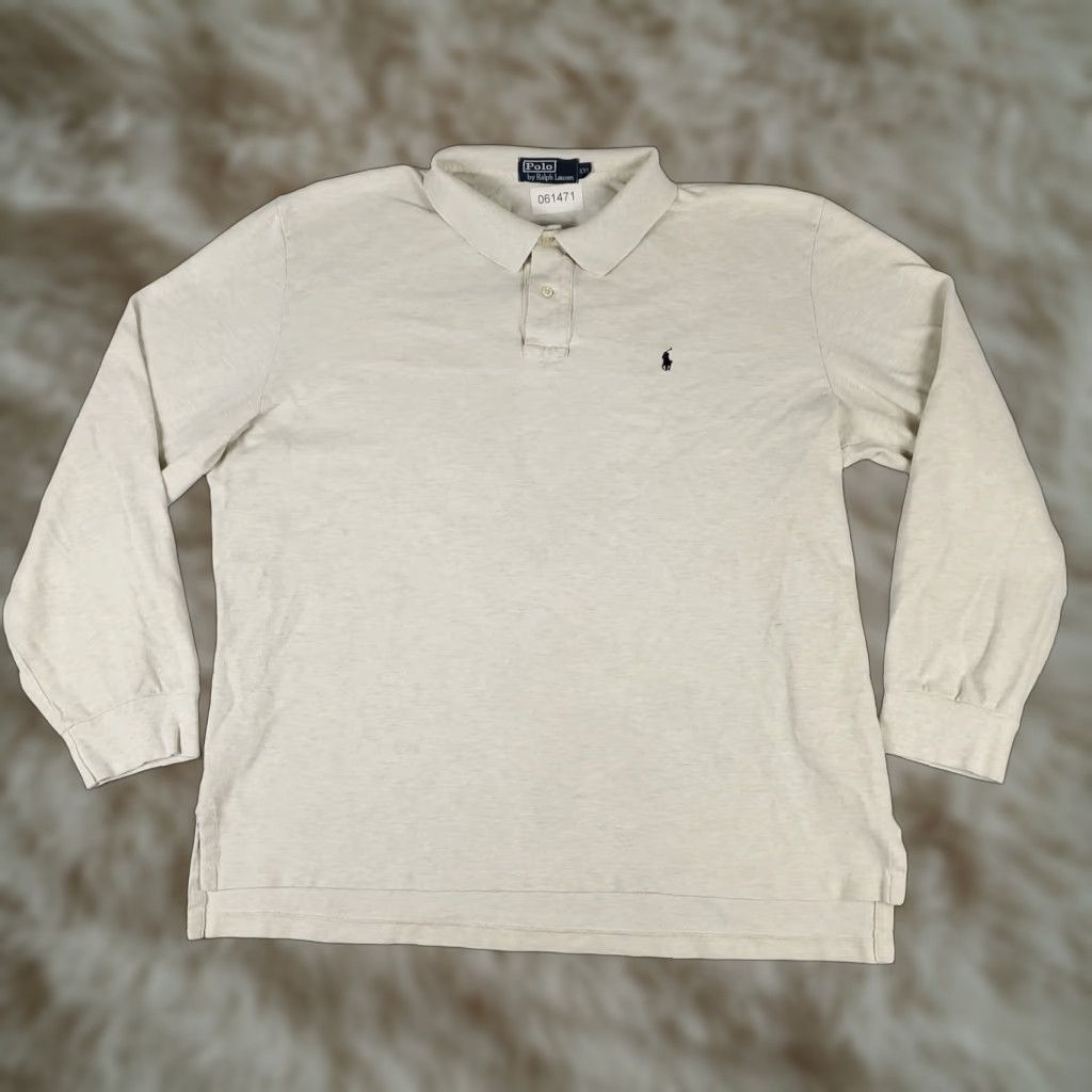 Polo Ralph Lauren VINTAGE Polo Ralph Lauren Shirt Mens 2XL Beige Classic Fit Long Sleeve Embroidered Pony Mens Size US XXL / EU 58 / 5 - 1 Thumbnail