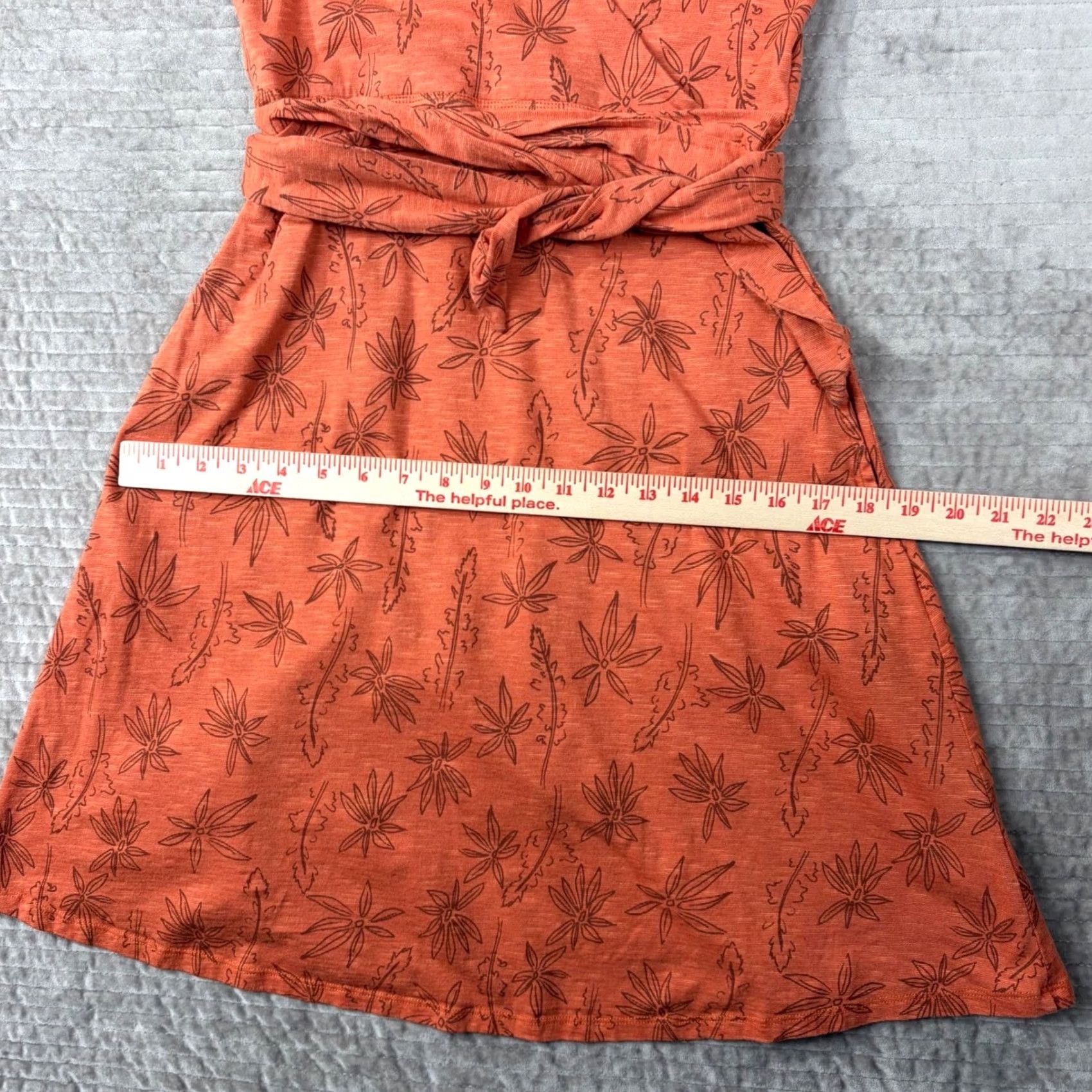 Toad&Co Toad&Co Womens Cue Sleeveless Dress Orange Floral Print Tie Waist S T1772801 Dress Size S / US 4 / IT 40 - 4 Thumbnail