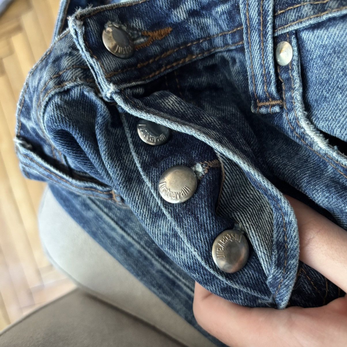 Just Cavalli Vintage Distressed Shadow Wash Just Cavalli Straight Jeans Size US 32 / EU 48 - 6 Thumbnail
