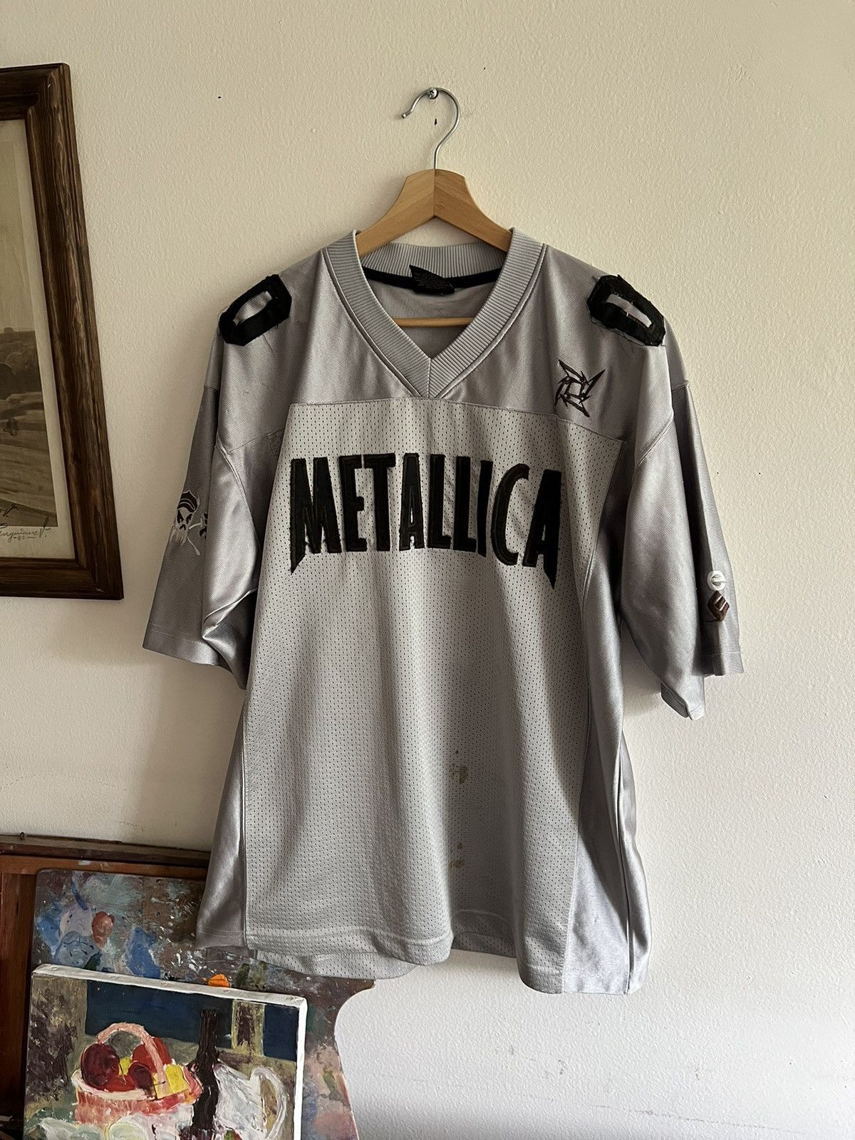image of Giant x Metallica 2000 Metallica Tour Skull Pushead Y2K Jersey in Grey, Men's (Size XL)