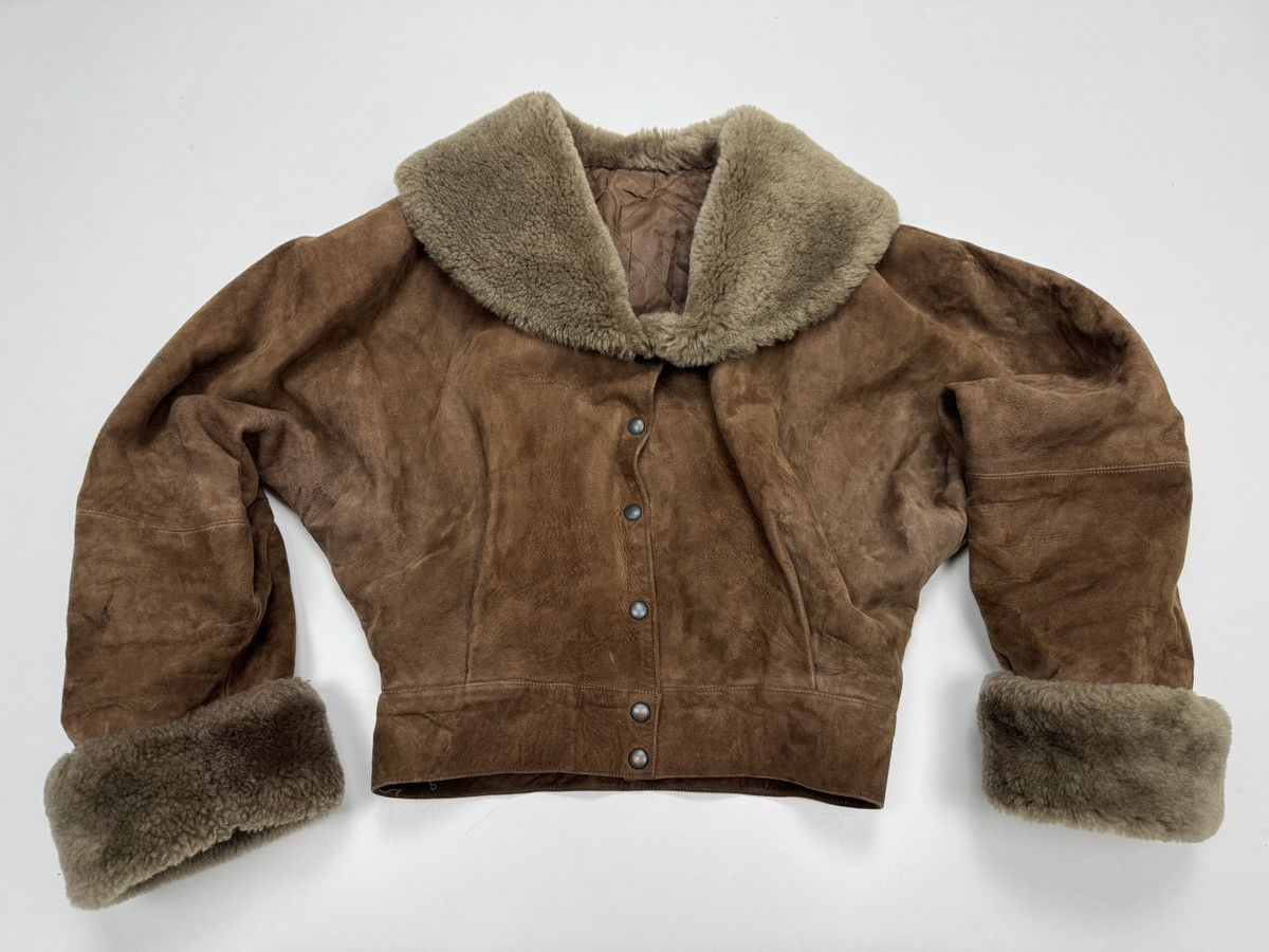 Other Vintage Women’s Shearling Suede Cropped Jacket Size M / US 6-8 / IT 42-44 - 1 Thumbnail