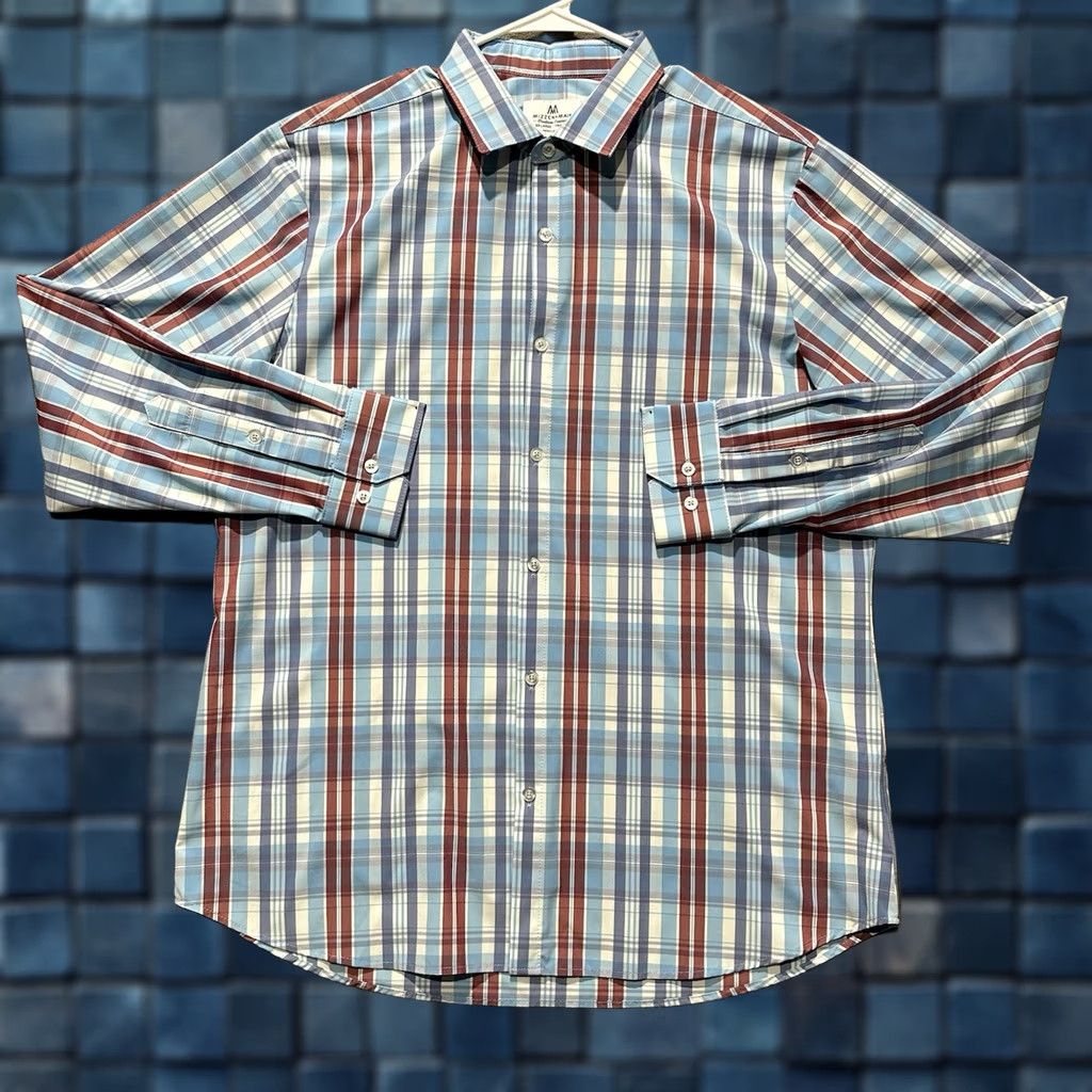 Mizzen+Main Mizzen+Main Shirt Mens 2XL Blue Plaid Button-Up Long Sleeve EUC Size US XXL / EU 58 / 5 - 1 Thumbnail
