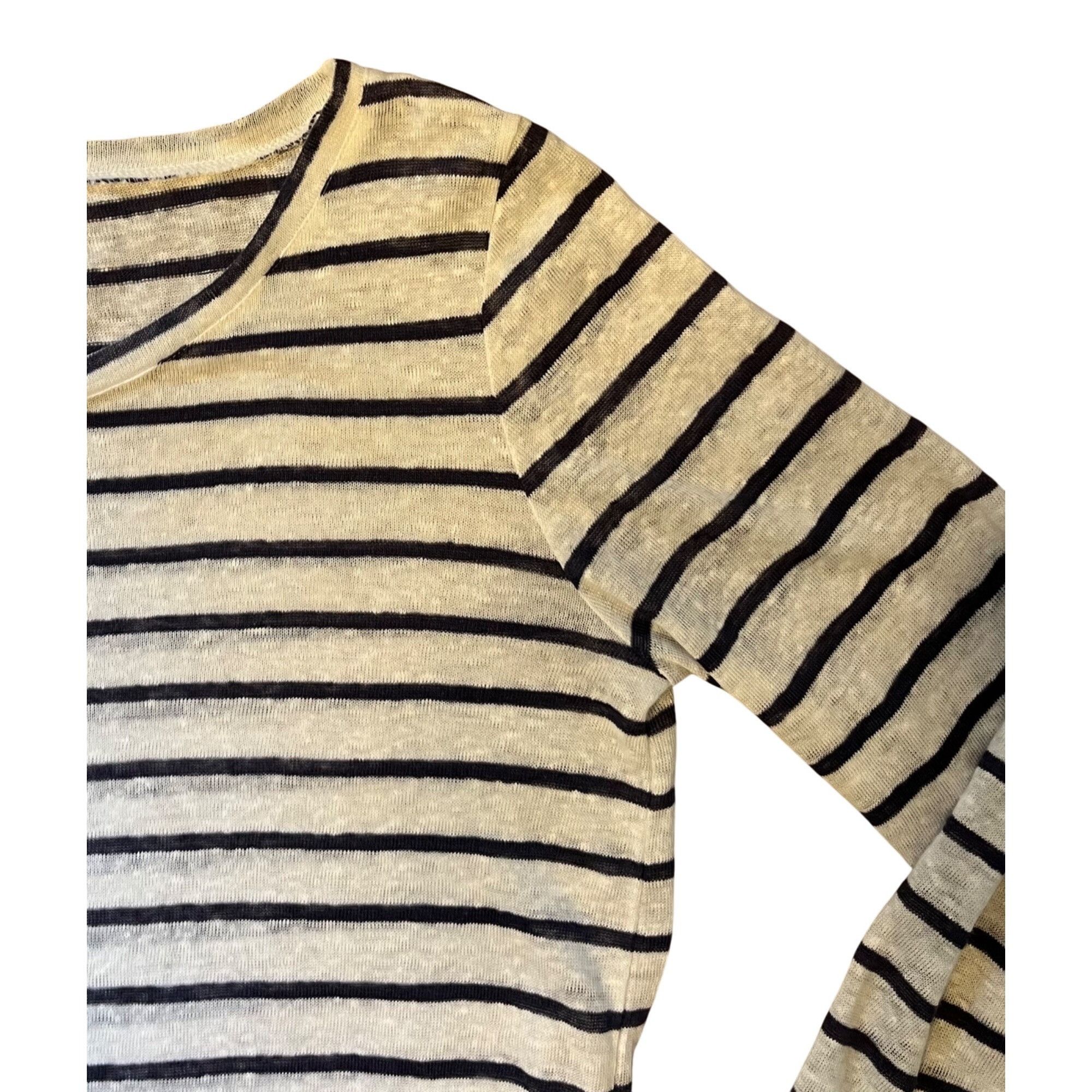 Gerard Darel $235 Gerard Darel M 2 100% Linen Knit Sweater Gray Blue Stri Size M / US 6-8 / IT 42-44 - 2 Thumbnail