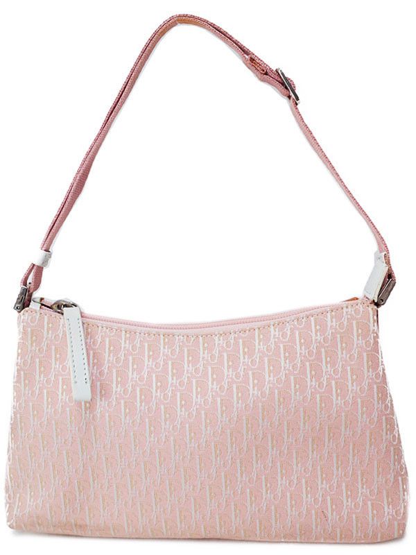 Dior Trotter Pattern Accessory Pouch Semi-Shoulder Bag Pink White