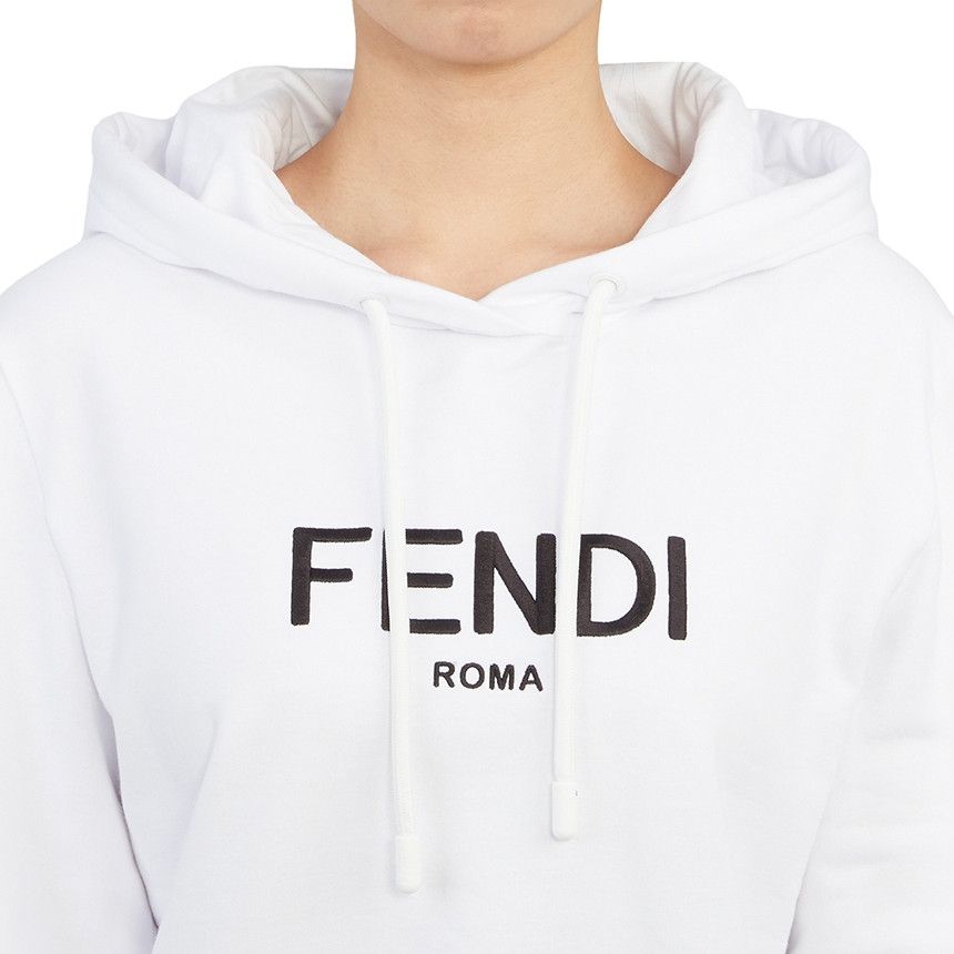 Fendi o1w1db10225 Cropped Hoodie in White Size XS / US 0-2 / IT 36-38 - 4 Thumbnail