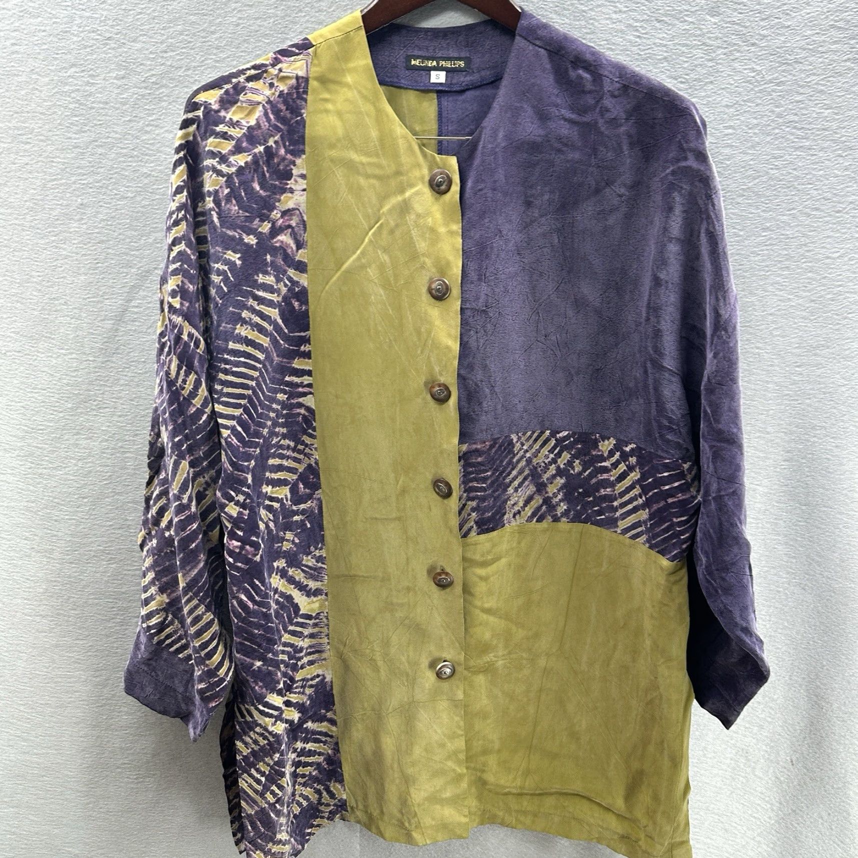 Vintage Melinda Phillips Blouse Womens S Shirt Adult S Purple Bohemian Classic Boho 3/4 Sleeve Geometric Round Neck Size S / US 4 / IT 40 - 4 Thumbnail