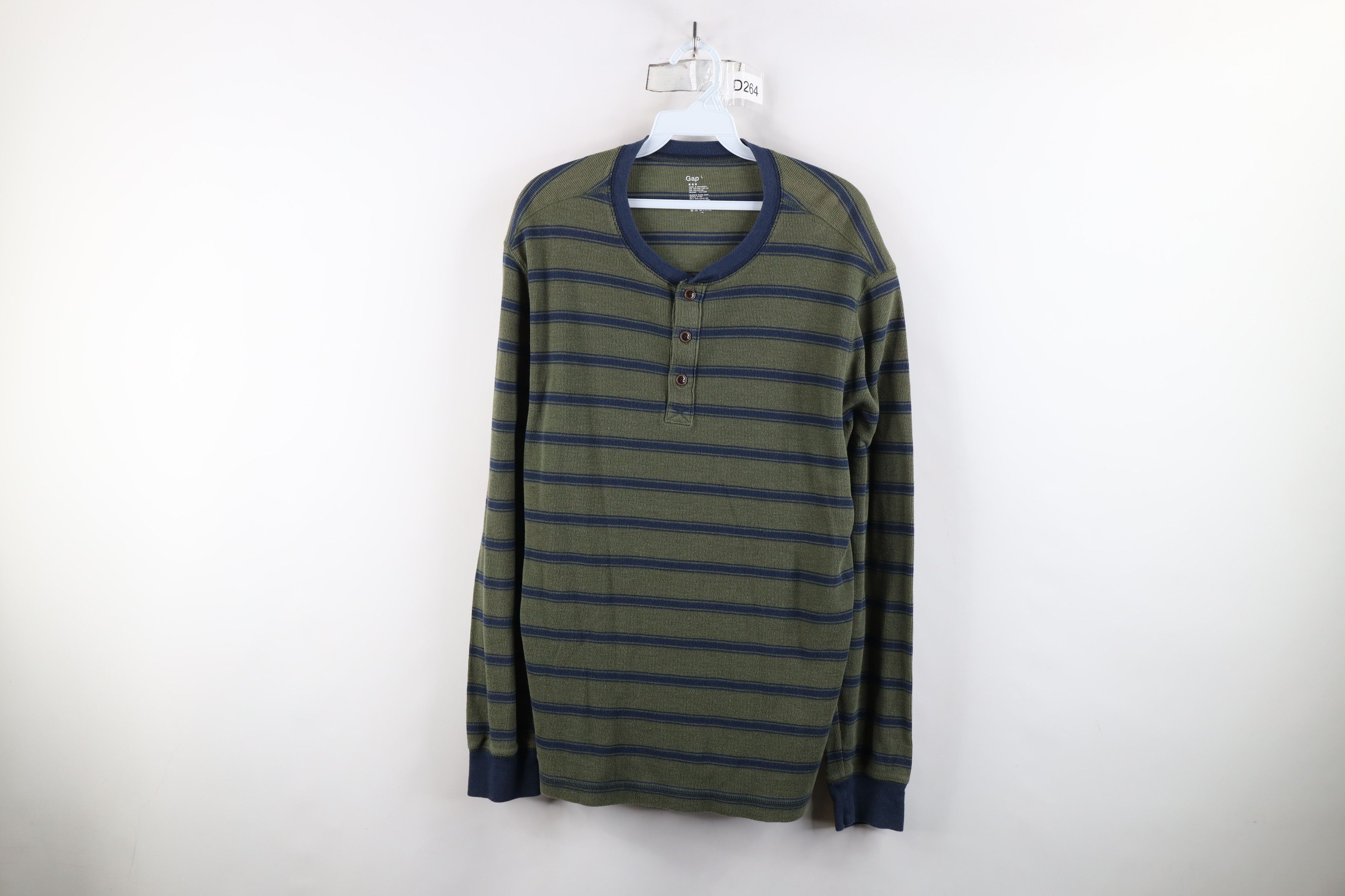 Gap × Vintage Vintage Y2K Gap Waffle Knit Long Sleeve Henley T-Shirt Size US L / EU 52-54 / 3 - 1 Thumbnail