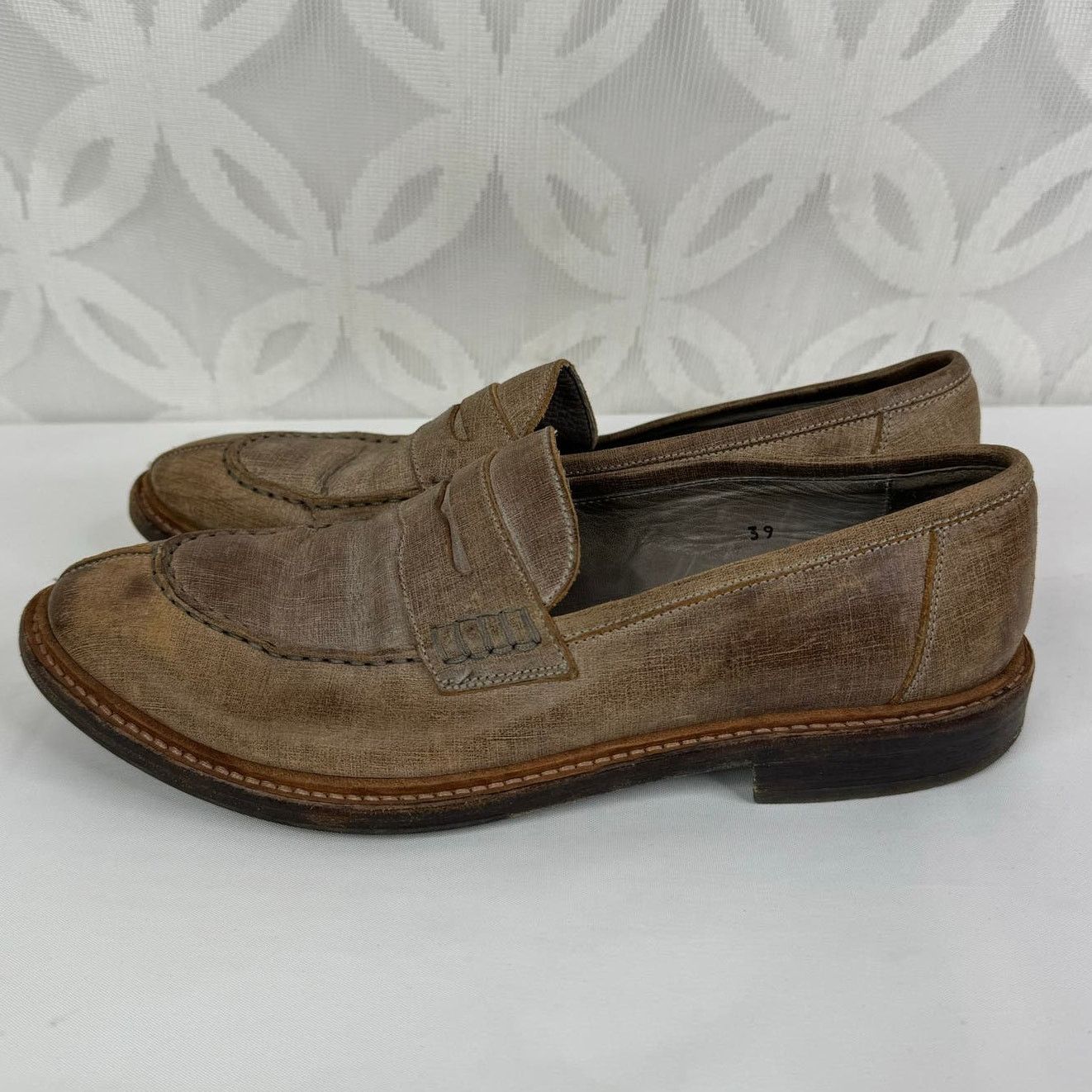 Brunello Cucinelli BRUNELLO CUCINELLI Leather Whipstitch Trim Brown Loafers Size US 6 / EU 39 - 12 Thumbnail