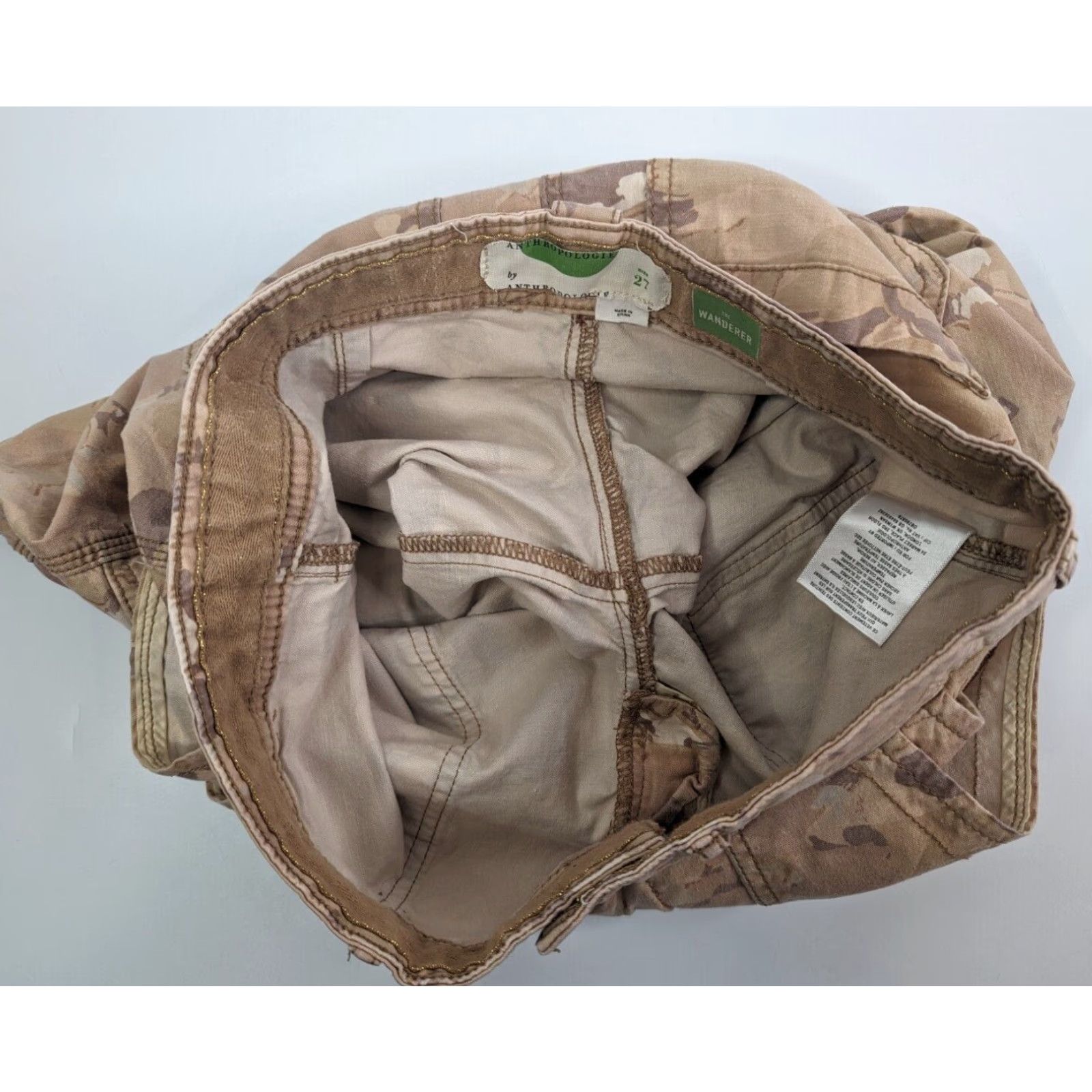 Anthropologie VINTAGE Anthropologie The Wanderer Shorts Size 27 Tan Camo Camoflauge Utility Cargo Size 27" / US 4 / IT 40 - 6 Thumbnail