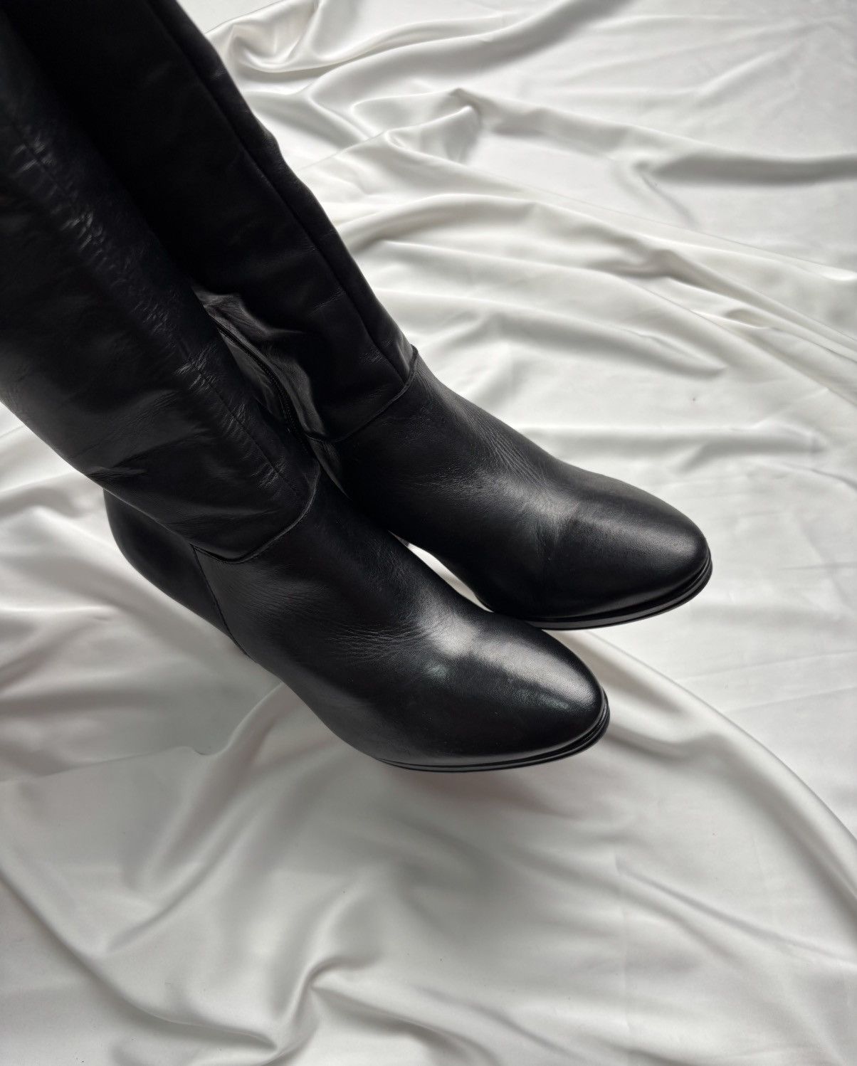 Vintage Black leather high knee italian boots Size US 9 / IT 39 - 4 Thumbnail