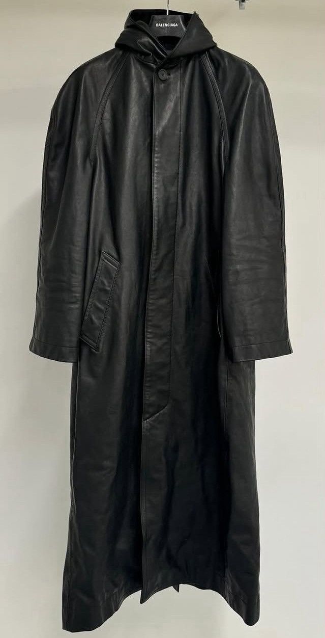 Balenciaga 🔥GRAIL🔥RUNWAY Leather Hooded Raglan Coat Jacket Size US XL / EU 56 / 4 - 1 Thumbnail