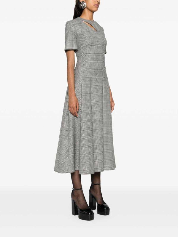 Alexander McQueen o1srvl11e0326 Prince of Wales Slashed Midi Dress in Grey Size S / US 4 / IT 40 - 3 Thumbnail