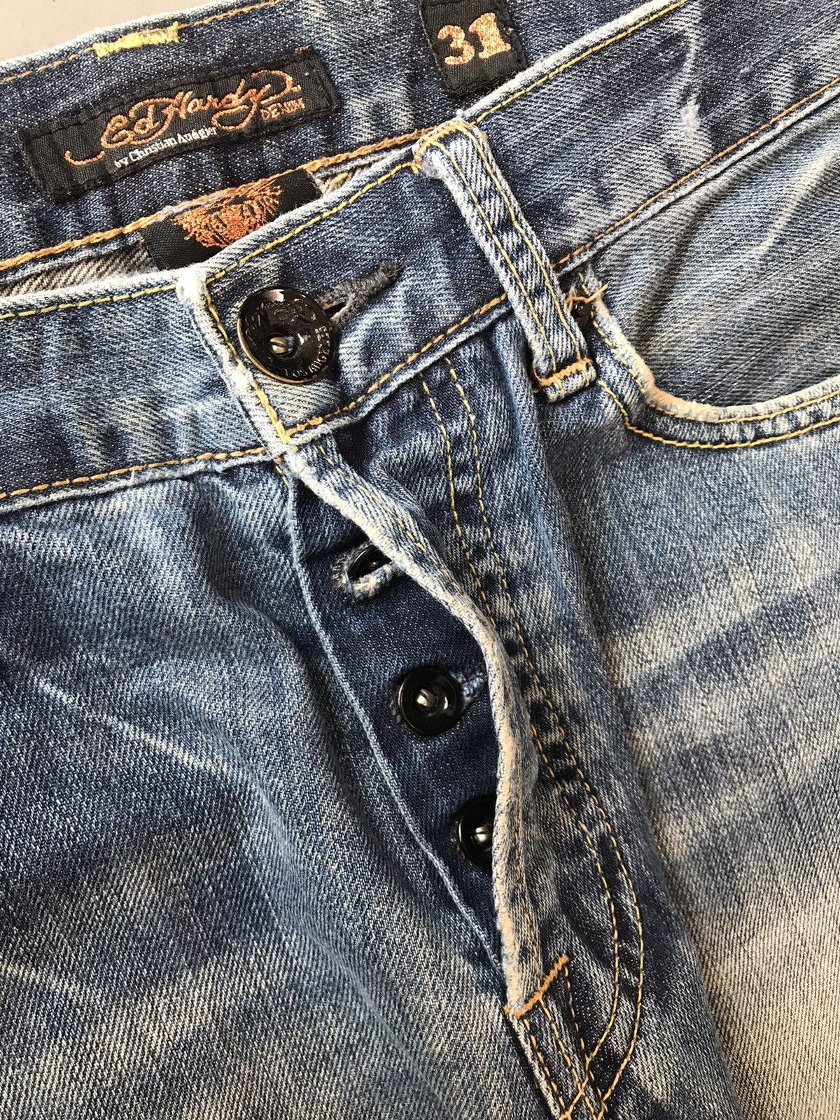 Christian Audigier × Ed Hardy × Vintage Vintage Edhardy Christian Audigier distressed denim Size US 33 - 7 Thumbnail
