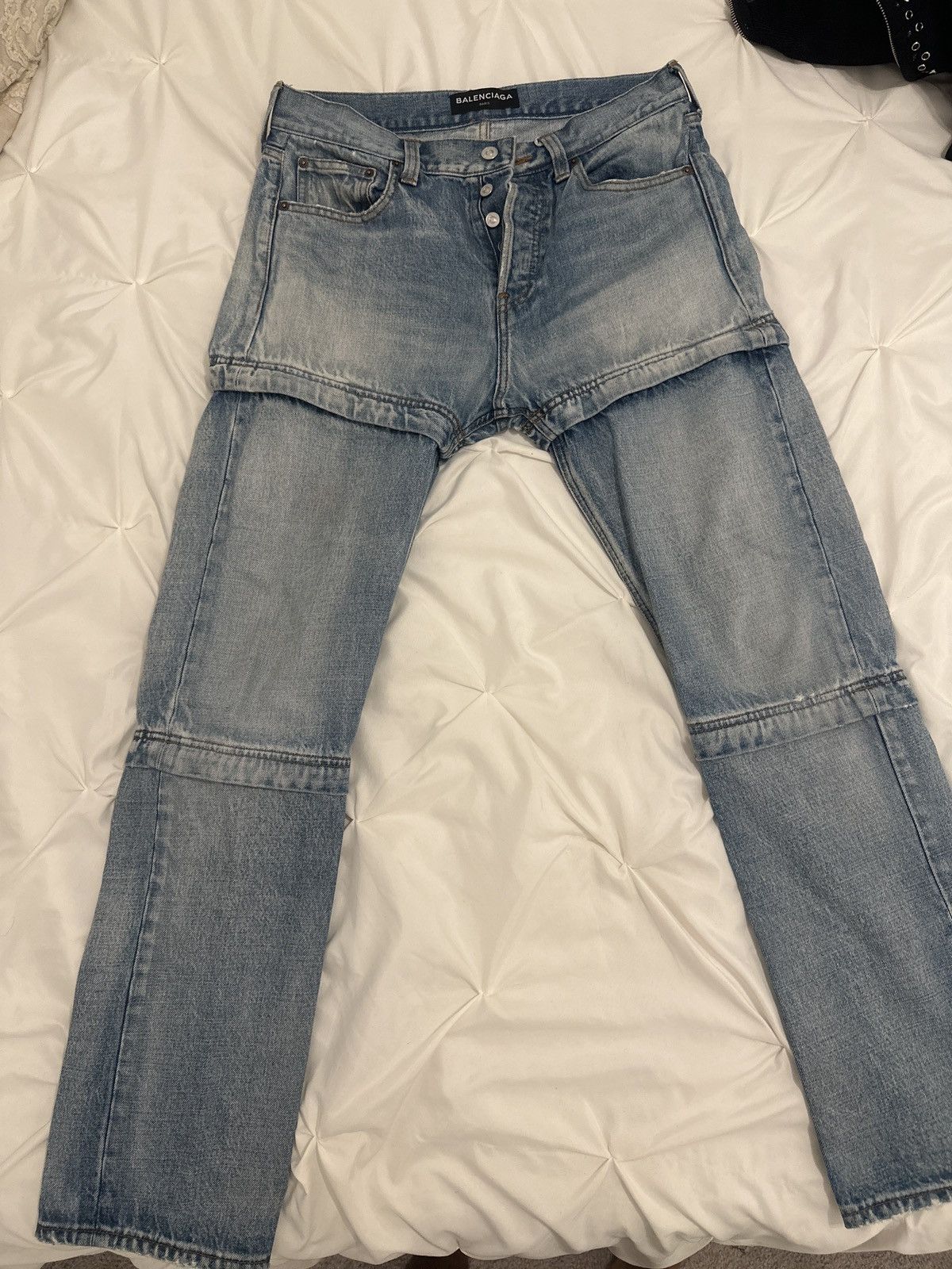 BALENCIAGA デニム ブラック/グリーン/レッド の メンズ Ripped Off Baggy パンツ