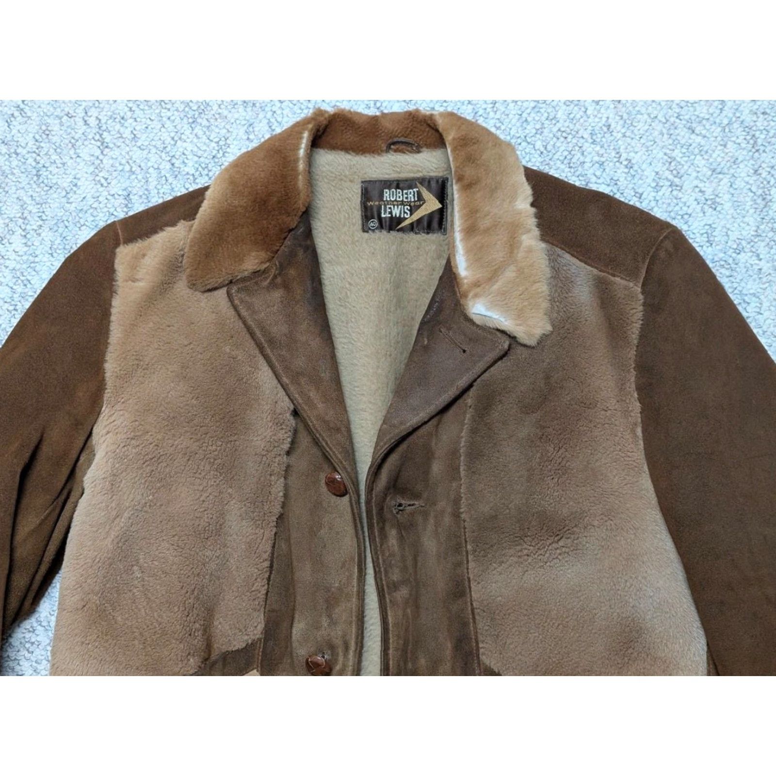 KangaROOS VINTAGE western suede leather KANGAROO FUR trucker jacket M Brown Cowboy safari 40 1960s 1970s boho Mens Size US M / EU 48-50 / 2 - 5 Thumbnail