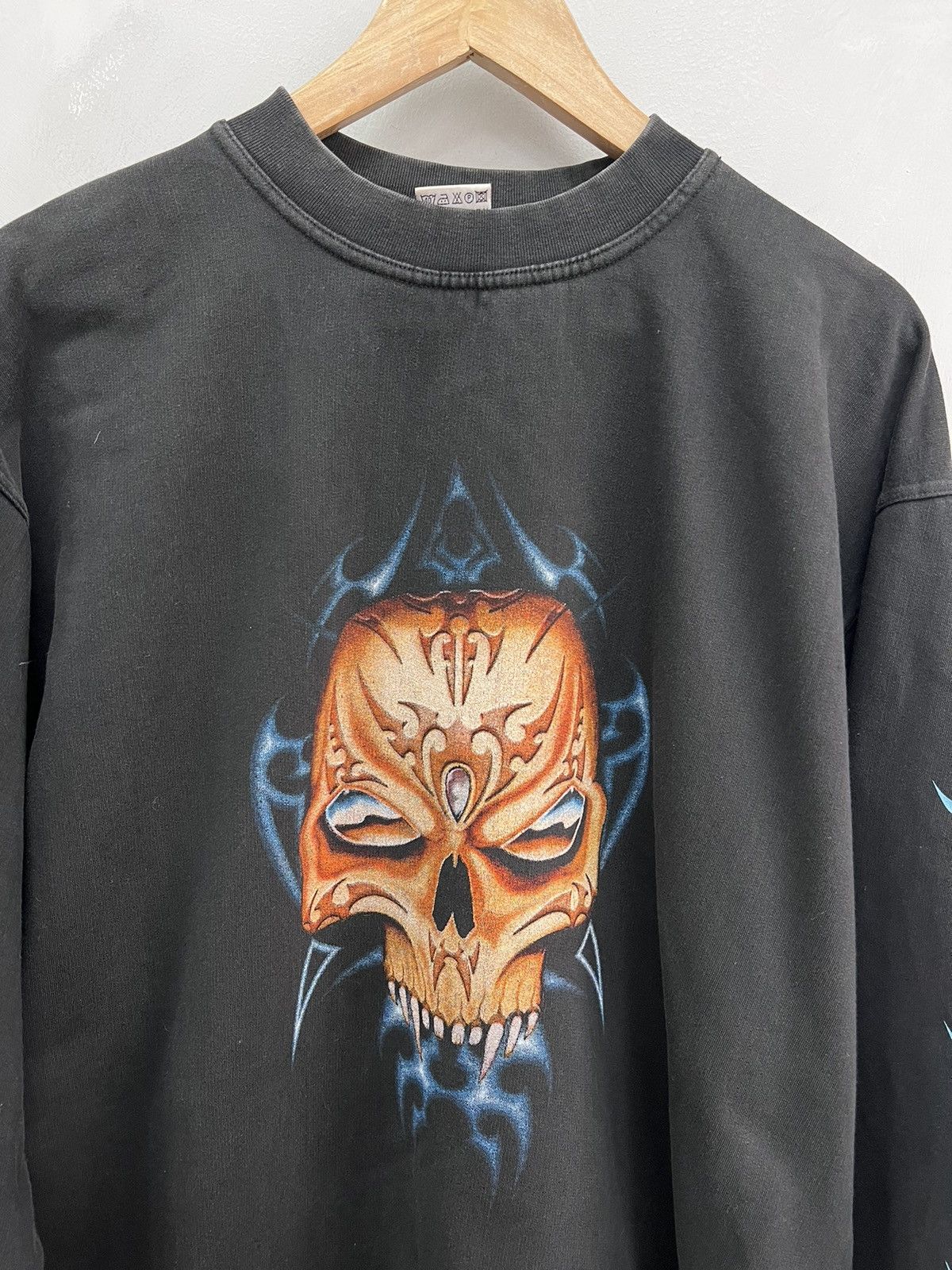 Harley Davidson × If Six Was Nine CRAZY FLAME SKULL BOXY FIT SUN FADED LONG SLEEVE HOODIE Size US XL / EU 56 / 4 - 6 Thumbnail