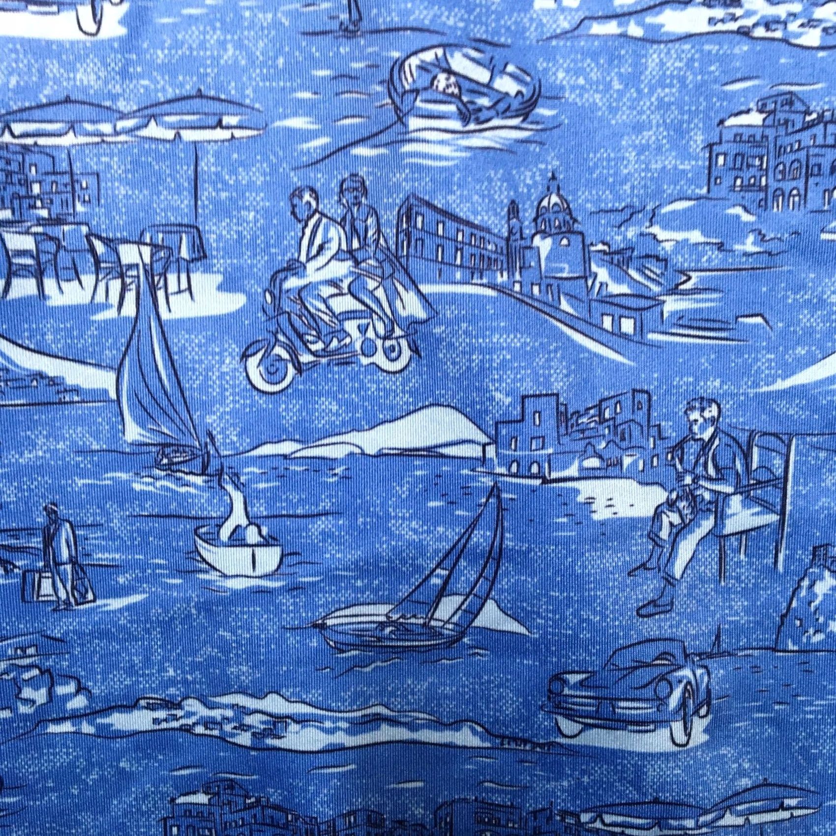 Peter Millar Peter Millar Italian Escape Jersey Print Polo Mens L Blue Coast Beach AOP Golf Modern Preppy Summer Comfort Crown Crafted Shirt Mens L Blue Size US L / EU 52-54 / 3 - 7 Thumbnail