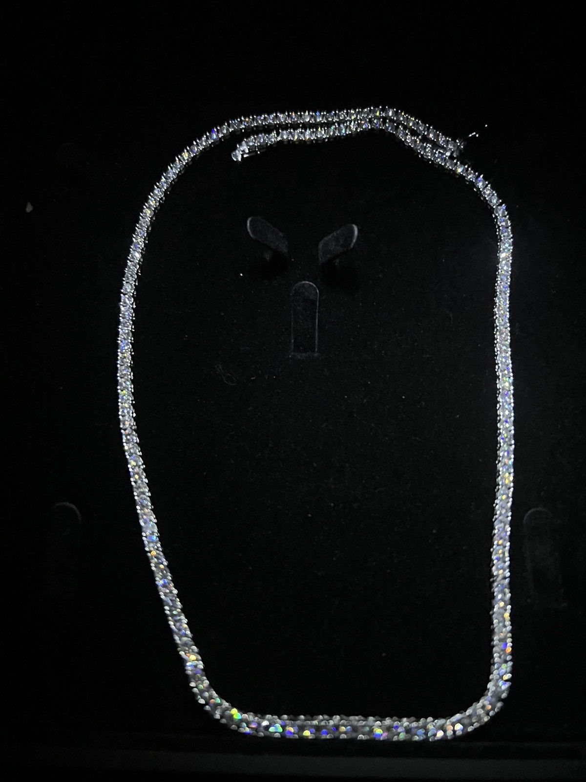 Designer REAL 3mm MOISSANITE Silver Tennis Chain Necklace Size ONE SIZE - 1 Thumbnail