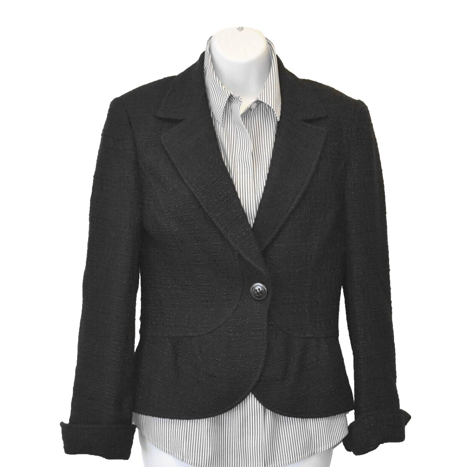 Lafayette 148 LAFAYETTE 148 Black Viscose Blend Tweed Button Jacket Sz 4 Size S / US 4 / IT 40 - 1 Thumbnail