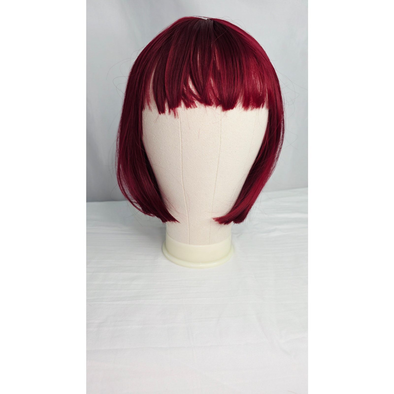 Other Burgundy Bob Wig With Bangs Short Straight Heat Resistant Size ONE SIZE - 2 Thumbnail