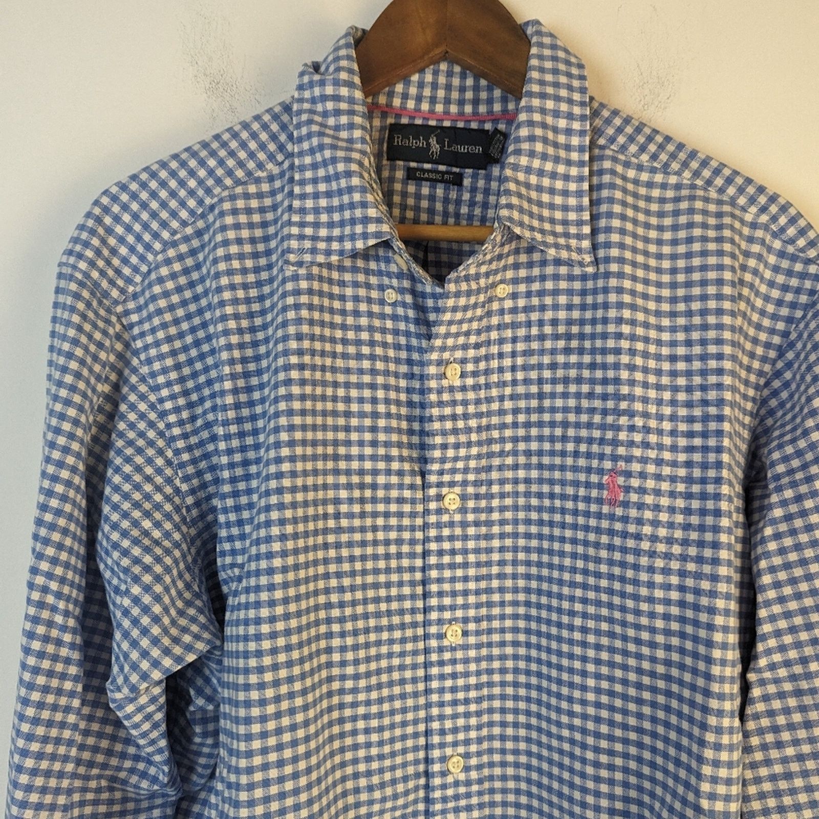 Ralph Lauren Ralph Lauren Mens Classic Fit Gingham Oxford Shirt / XL Size US XL / EU 56 / 4 - 3 Thumbnail