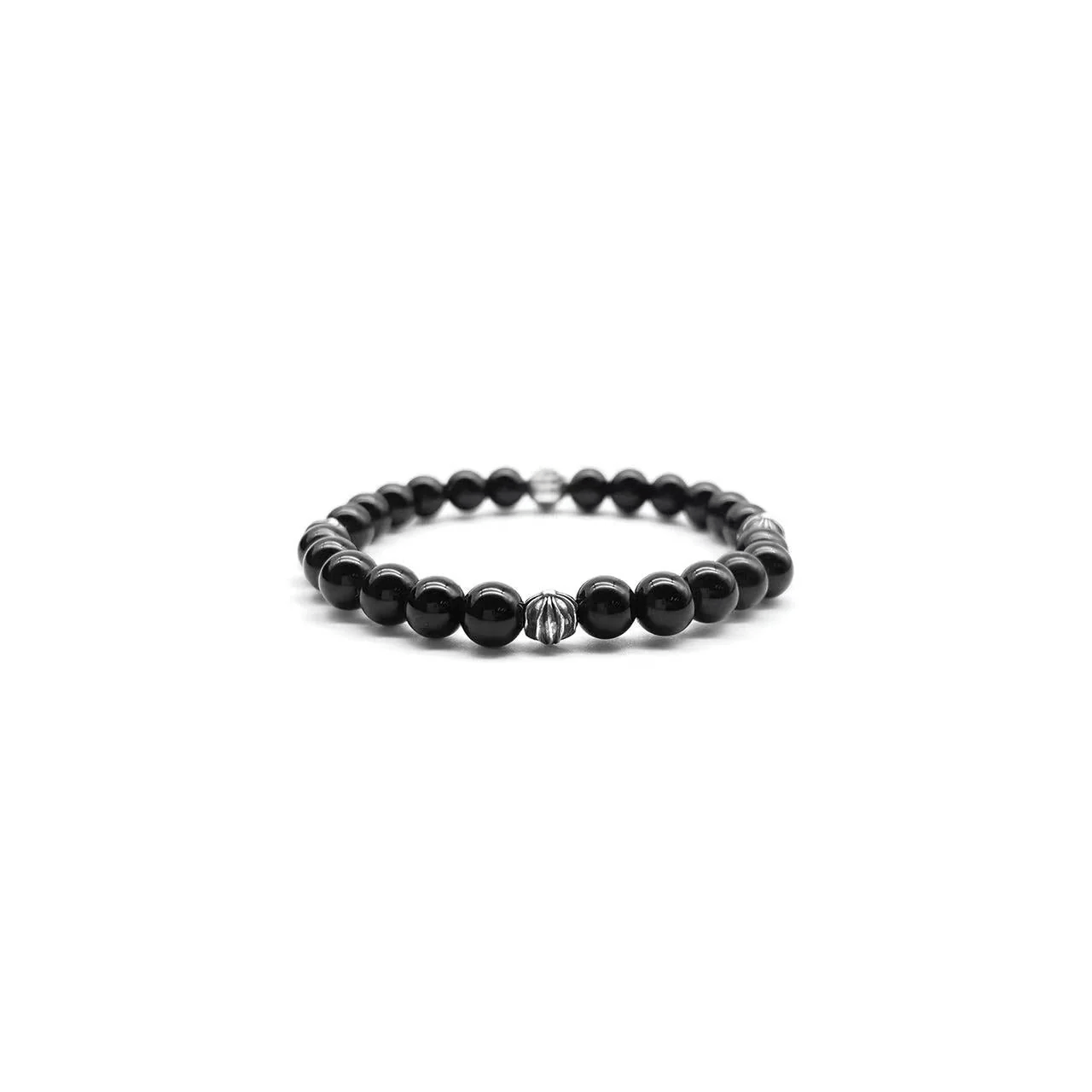 Chrome Hearts Chrome Hearts 6mm Beaded Obsidian Silver Cross Ball Bracelet Size ONE SIZE - 3 Thumbnail