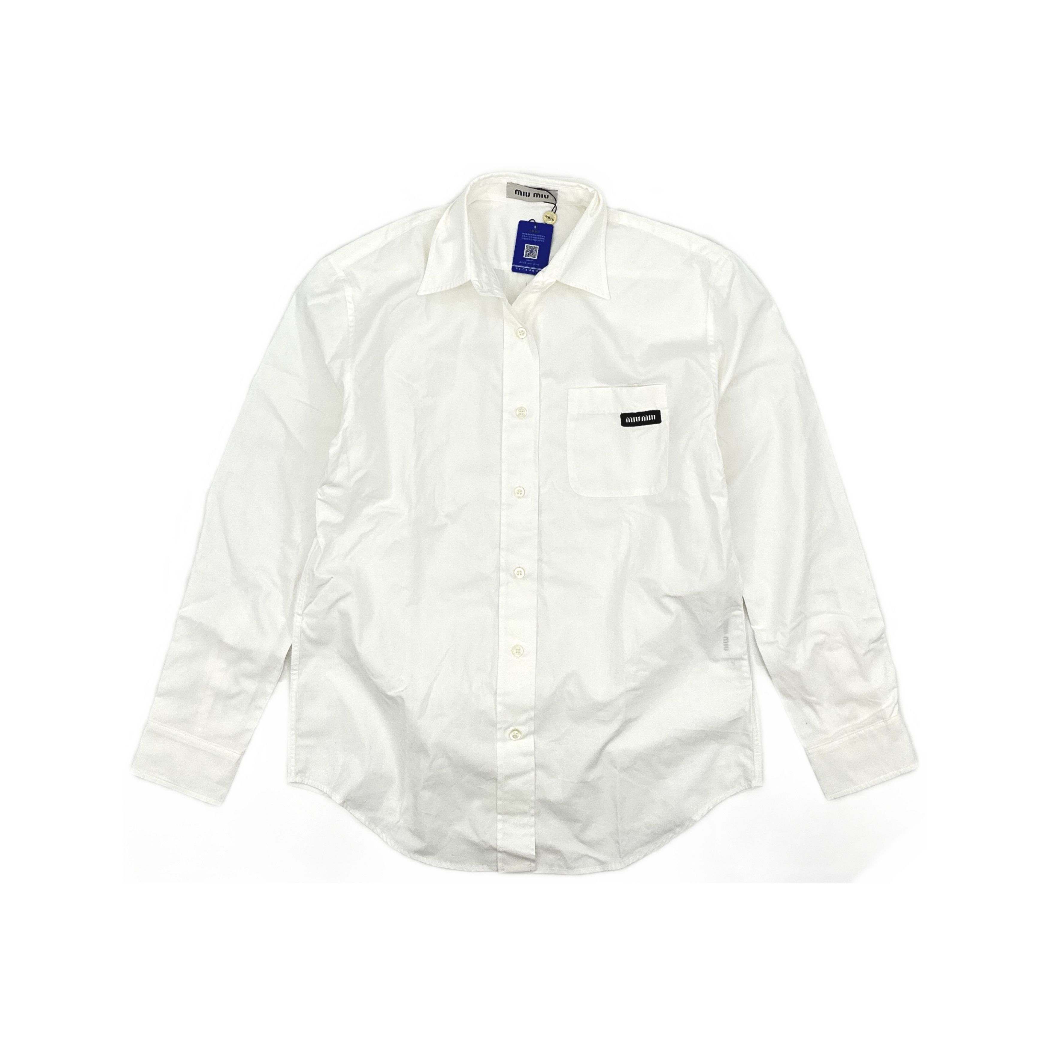 Miu Miu Logo Patch Poplin Shirt Size 38
