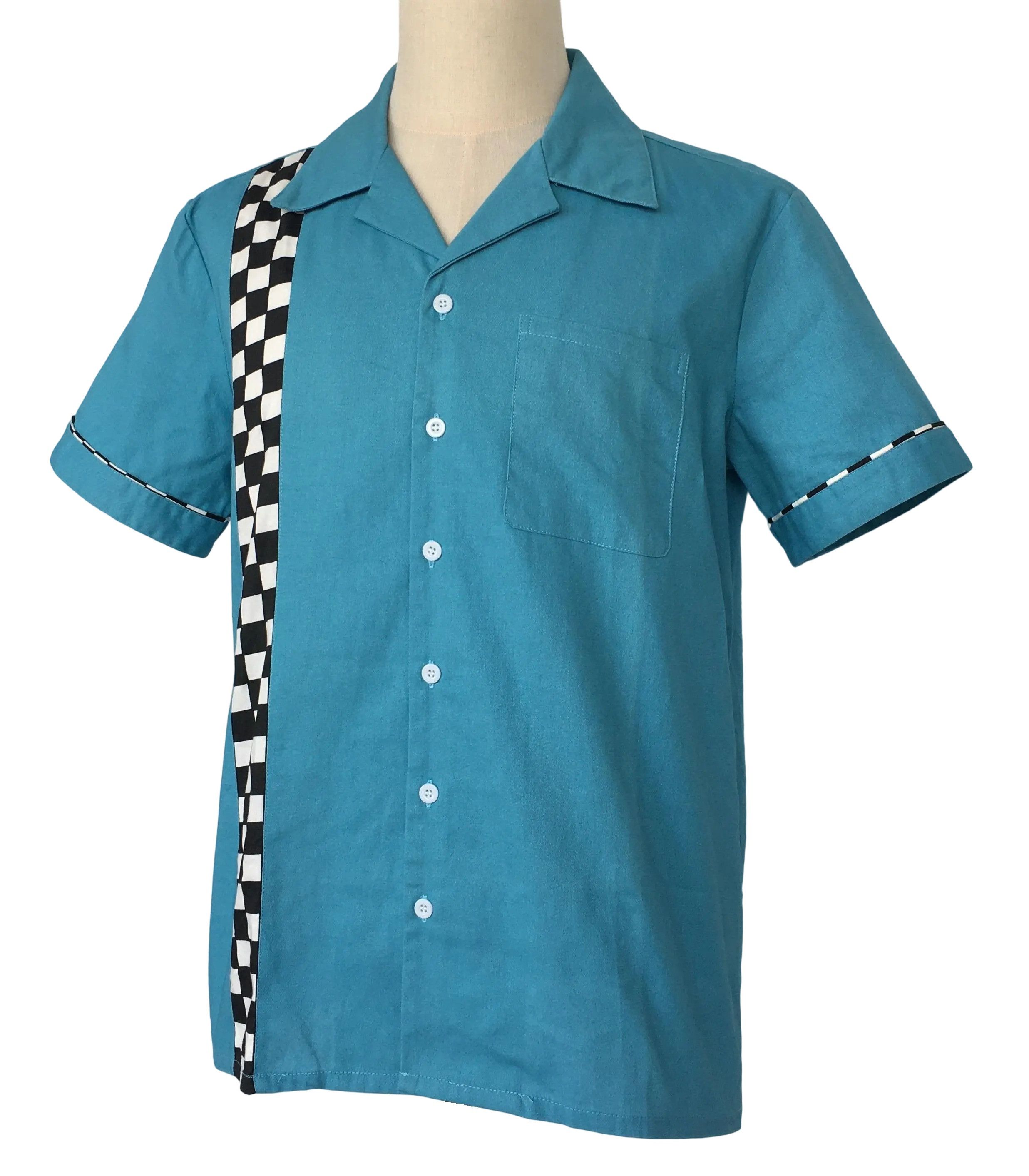 Other Mosaic Panel,Bowling Shirts,Retro Style,Men Shirts Blue Size US XXL / EU 58 / 5 - 3 Thumbnail