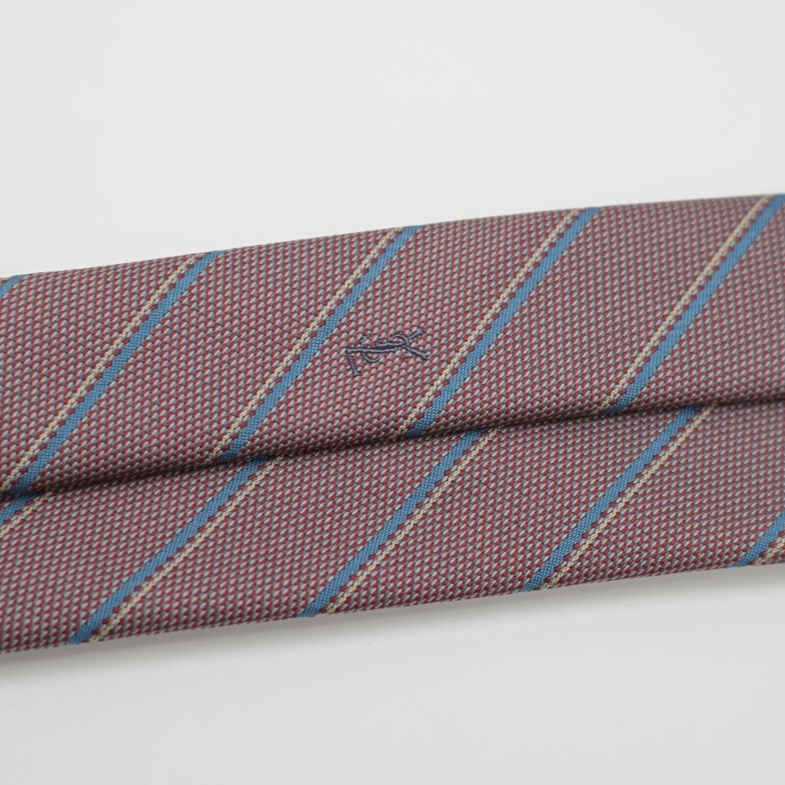 Yves Saint Laurent Yves Saint Laurent Purple Teal Woven Striped Short Skinny Si Size ONE SIZE - 5 Thumbnail