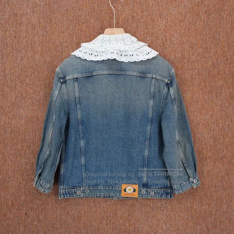 Miu Miu Miu Miu 36 Lace petal collar denim jacket Size S / US 4 / IT 40 - 2 Thumbnail