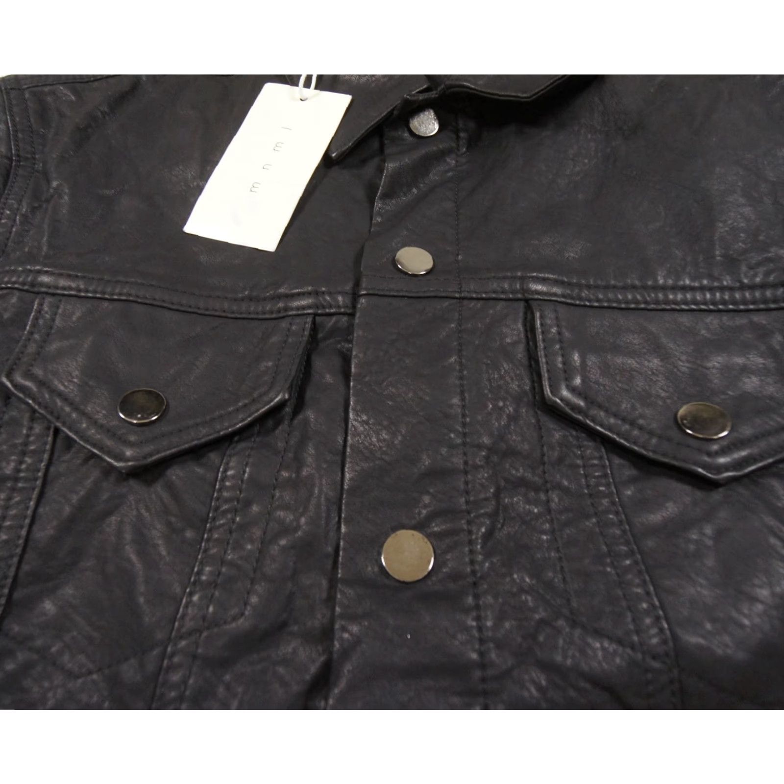 MNML Mnml Jacket Mens Large Black Faux Leather Trucker Bomber Outdoor Casual Workwear NEW Size US L / EU 52-54 / 3 - 4 Thumbnail