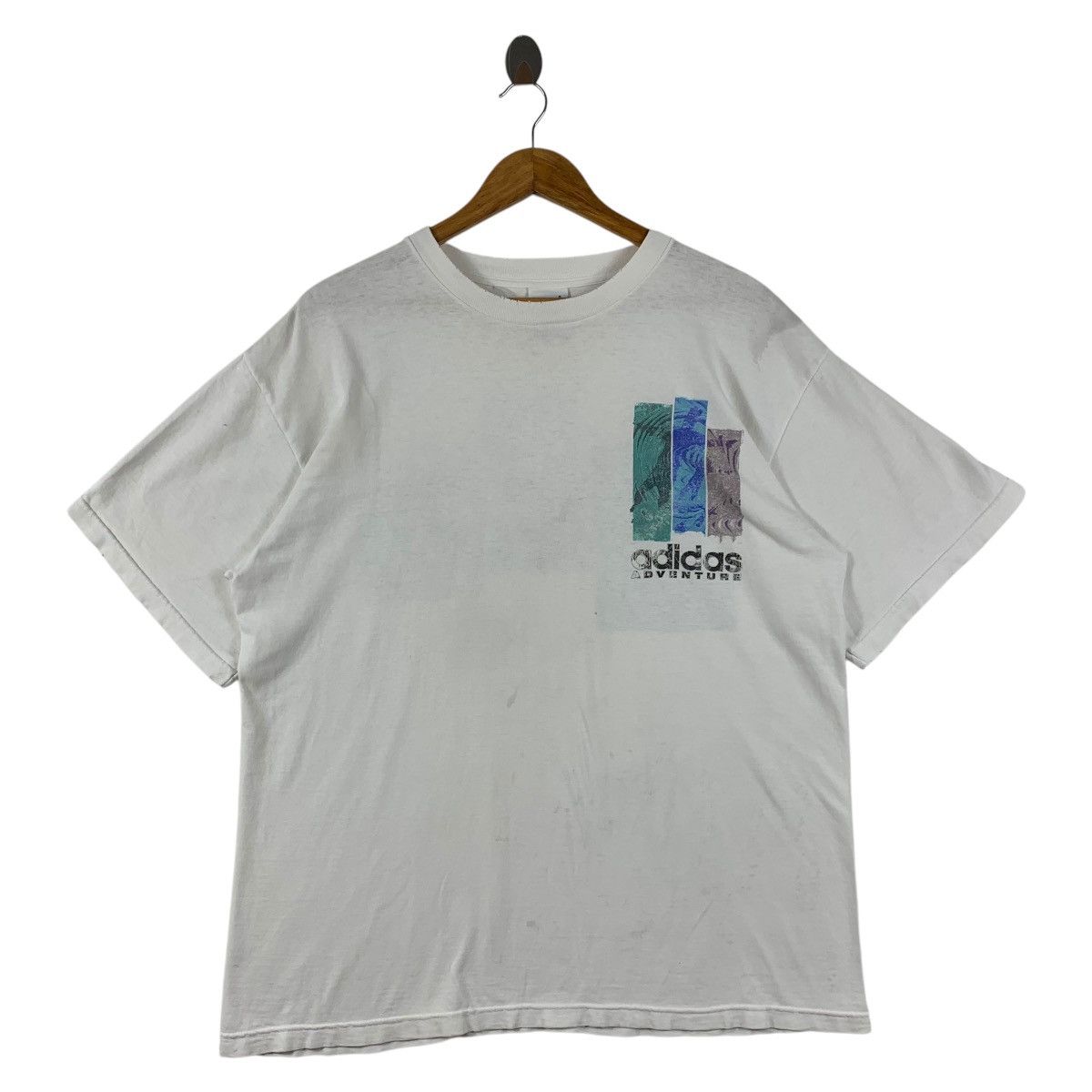 Adidas × Vintage Vintage 90s ADIDAS adventure white tee shirt Size US L / EU 52-54 / 3 - 2 Thumbnail