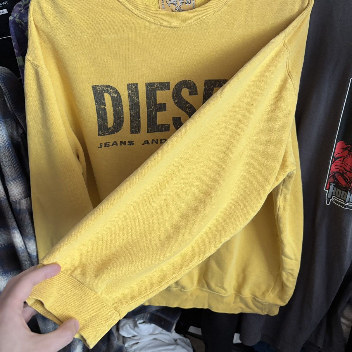 Vintage 🔥 Vintage Diesel 55 DSL Sweatshirt – Bold Yellow ERD Grunge Size US M / EU 48-50 / 2 - 3 Thumbnail