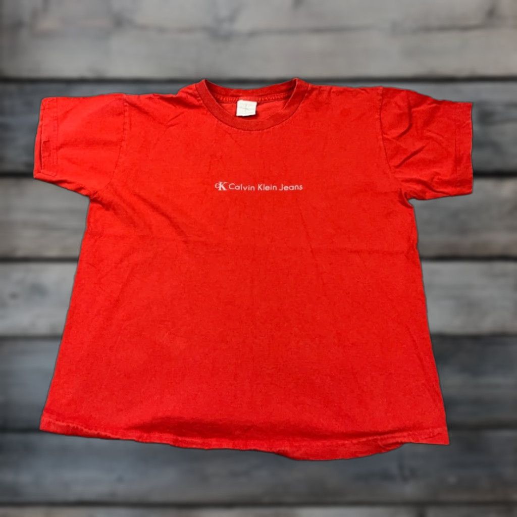 Calvin Klein VINTAGE Calvin Klein T-Shirt Women's L Red 90s Spell Out Print Cotton USA Made Retro Shirt Basic Casual Short Sleeve Crew Neck Size L / US 10 / IT 46 - 1 Thumbnail