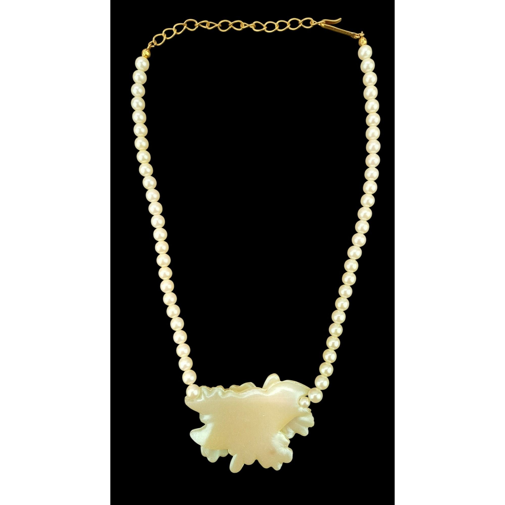 Other Vintage Avon Cream Necklace Floral Rhinestone Faux Pearls Size ONE SIZE - 4 Thumbnail