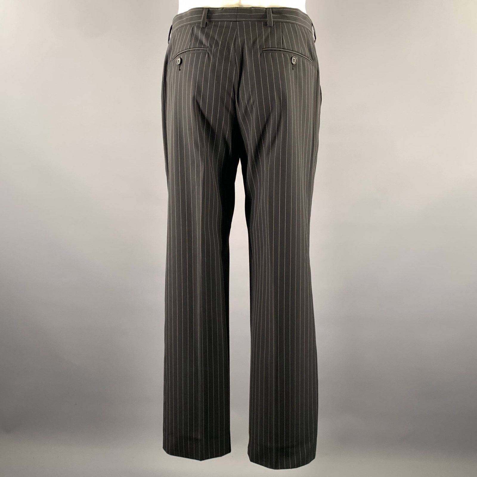 Paul Smith PAUL SMITH 38 Black White Pinstripe Wool Notch Lapel Suit Size 38R - 6 Thumbnail