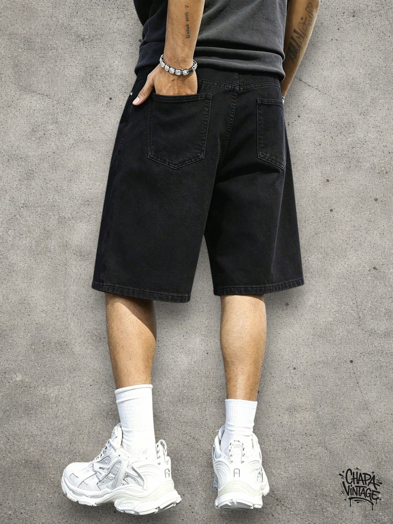 Vintage Dark gray denim shorts Size US 32 / EU 48 - 4 Thumbnail