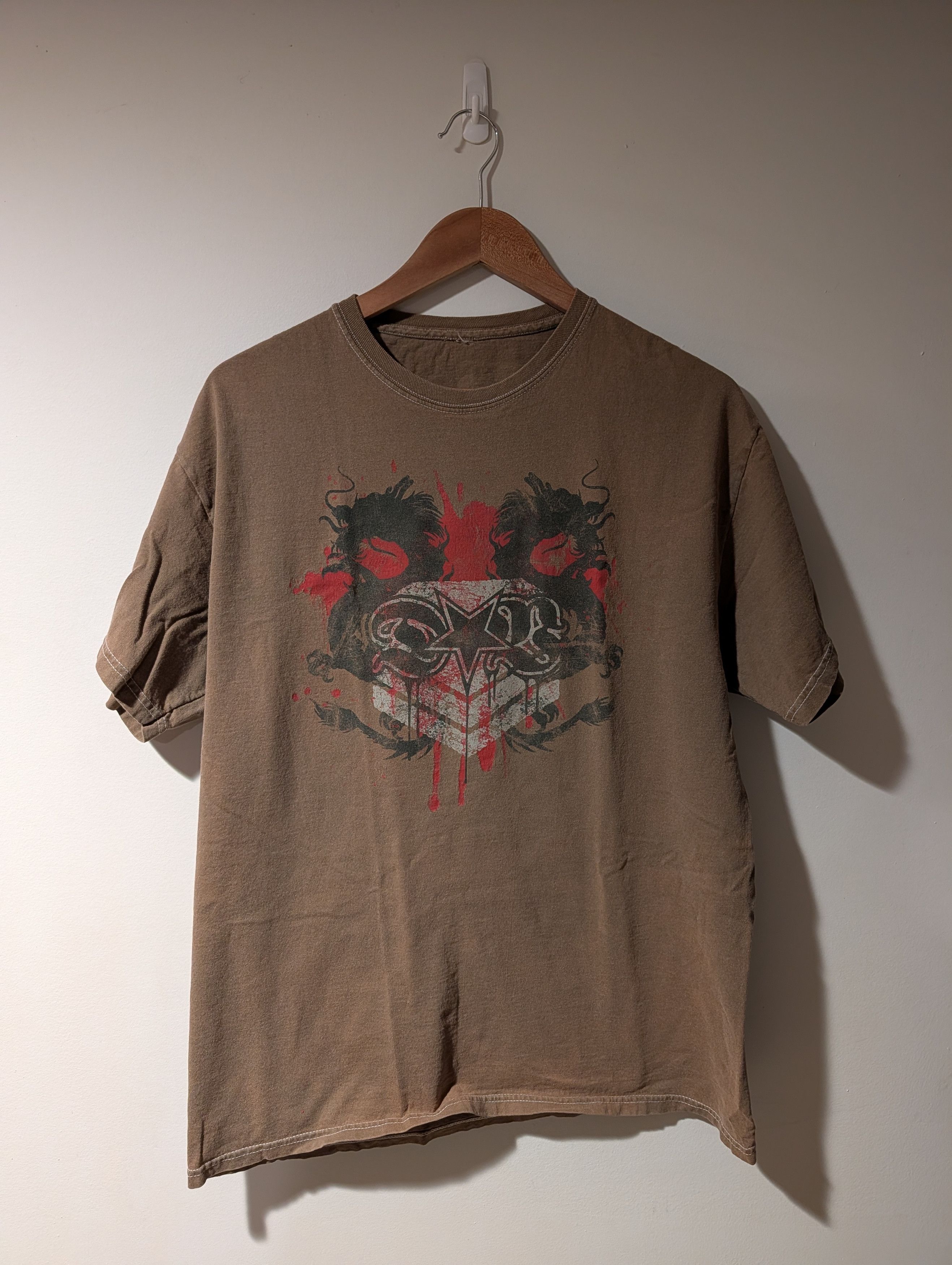 Affliction Vintage DIRTBAG Mens T-SHIRT Brown TWIN DRAGONS Graphic Tee Size US L / EU 52-54 / 3 - 1 Thumbnail