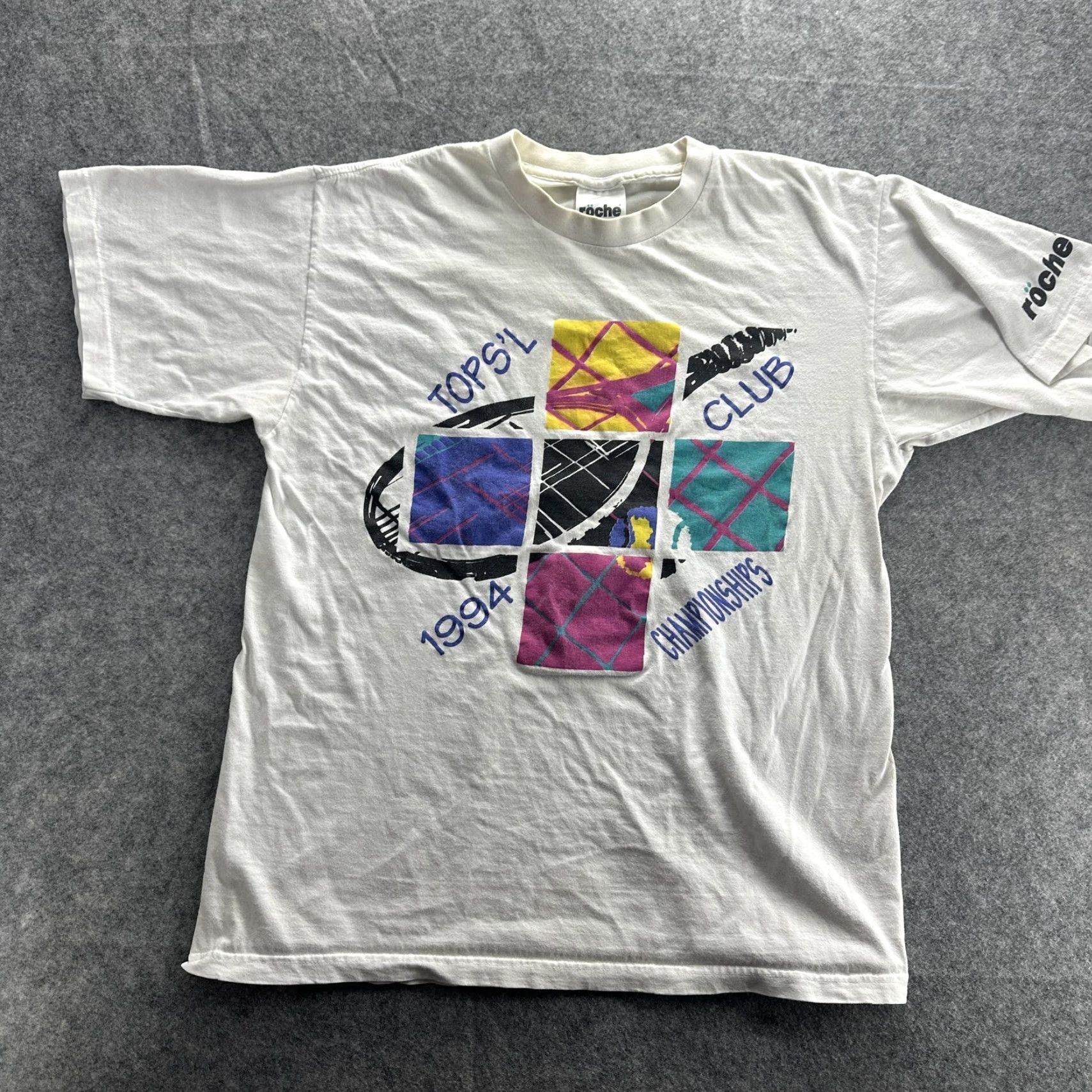 Vintage VINTAGE Röche Shirt Mens Large White 90s TOPS'L Club Tennis Championships TCBY Graphic Print Retro Size US L / EU 52-54 / 3 - 2 Thumbnail