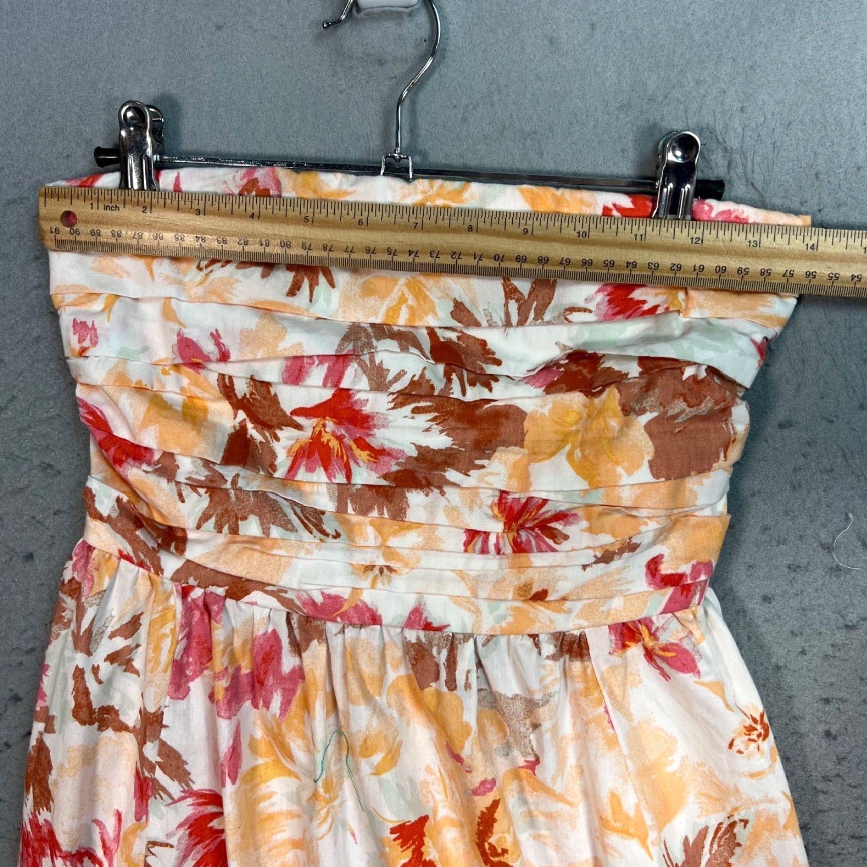 Abercrombie & Fitch Abercrombie & Fitch Womens Size Small Strapless Floral Maxi Dress Orange/White Size S / US 4 / IT 40 - 6 Thumbnail
