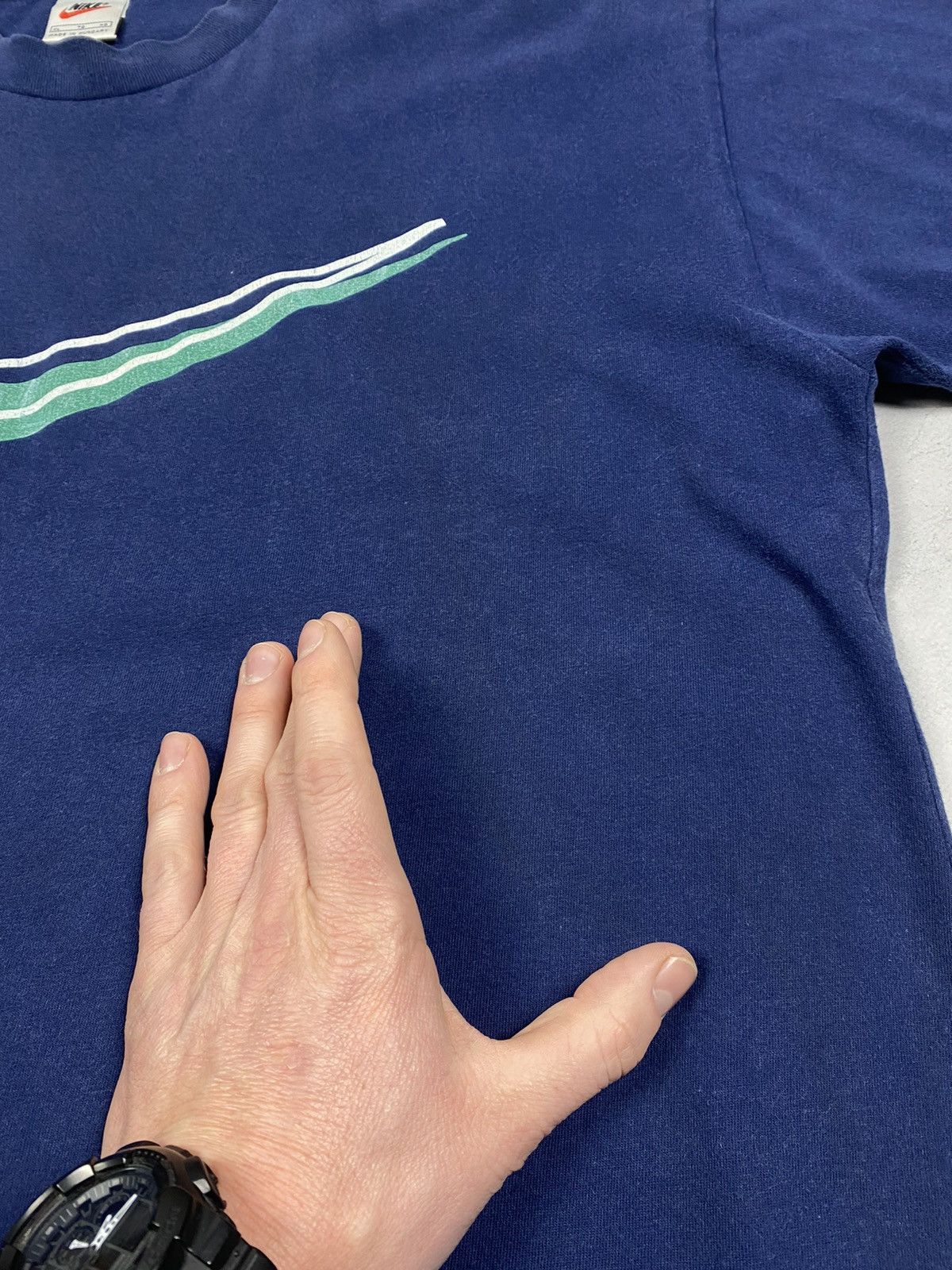 Nike Vintage 90s Nike Swoosh Big Logo Retro T Shirt Blue Size XL Size US XL / EU 56 / 4 - 10 Thumbnail