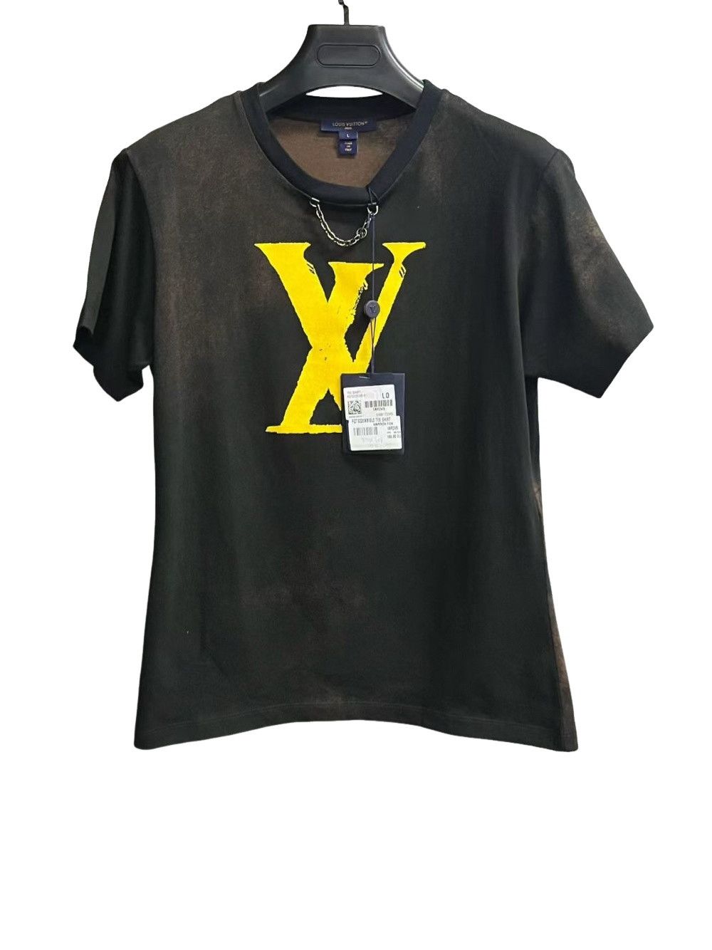 Louis Vuitton LOUIS VUITTON LOGO BLACK CREWNECK T-SHIRT FOR JAPAN