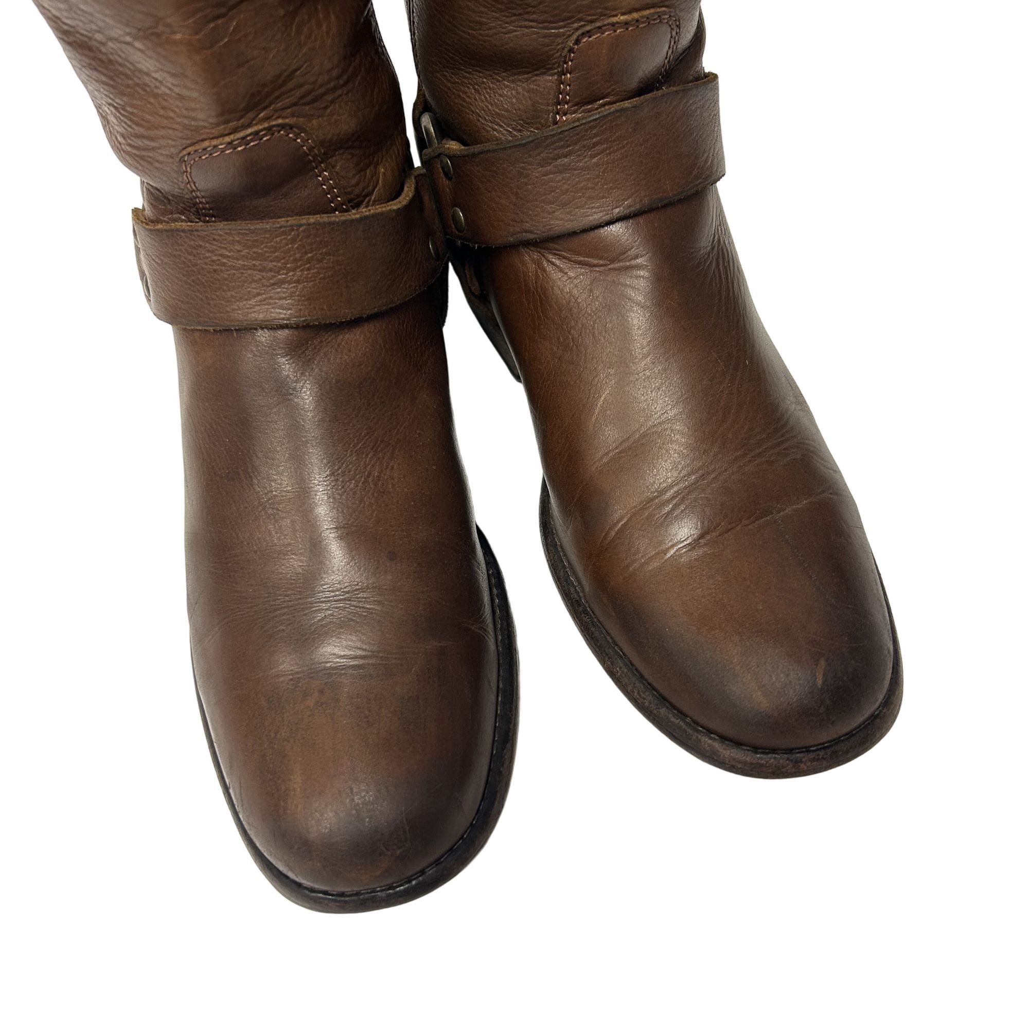 Frye Vtg Frye Brown Leather TALL Cowboy Western Full Zip Boots Size US 7 / IT 37 - 9 Thumbnail
