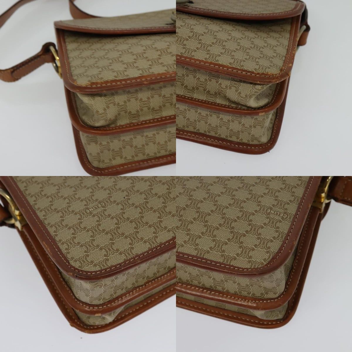 Celine CELINE Macadam Canvas Shoulder Bag Pvc Beige Gold Size ONE SIZE - 10 Thumbnail